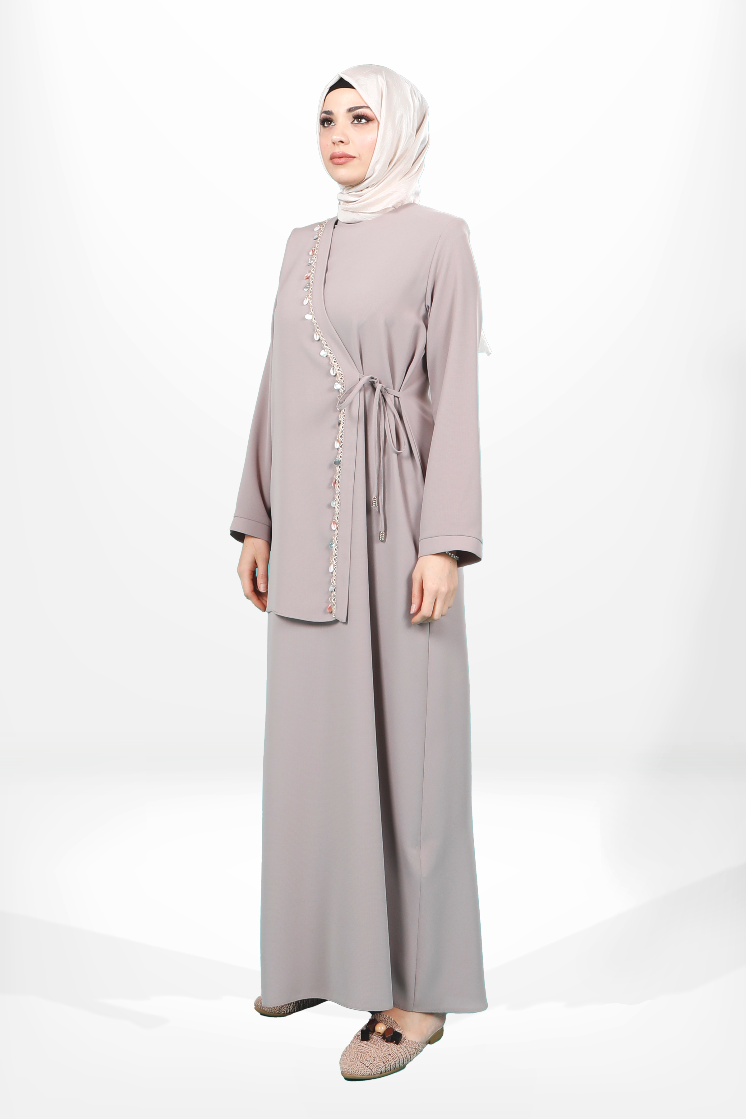 Beyza-5657 ELBİSE MİDYE BEJ