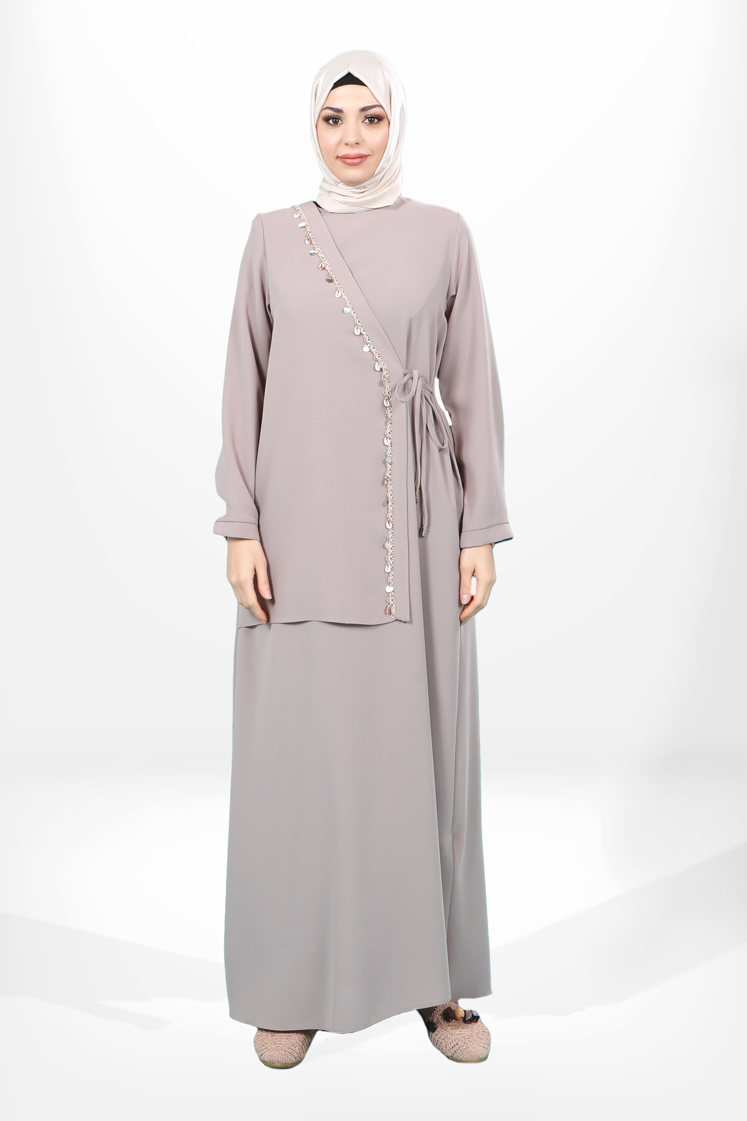 Beyza-5657 ELBİSE MİDYE BEJ