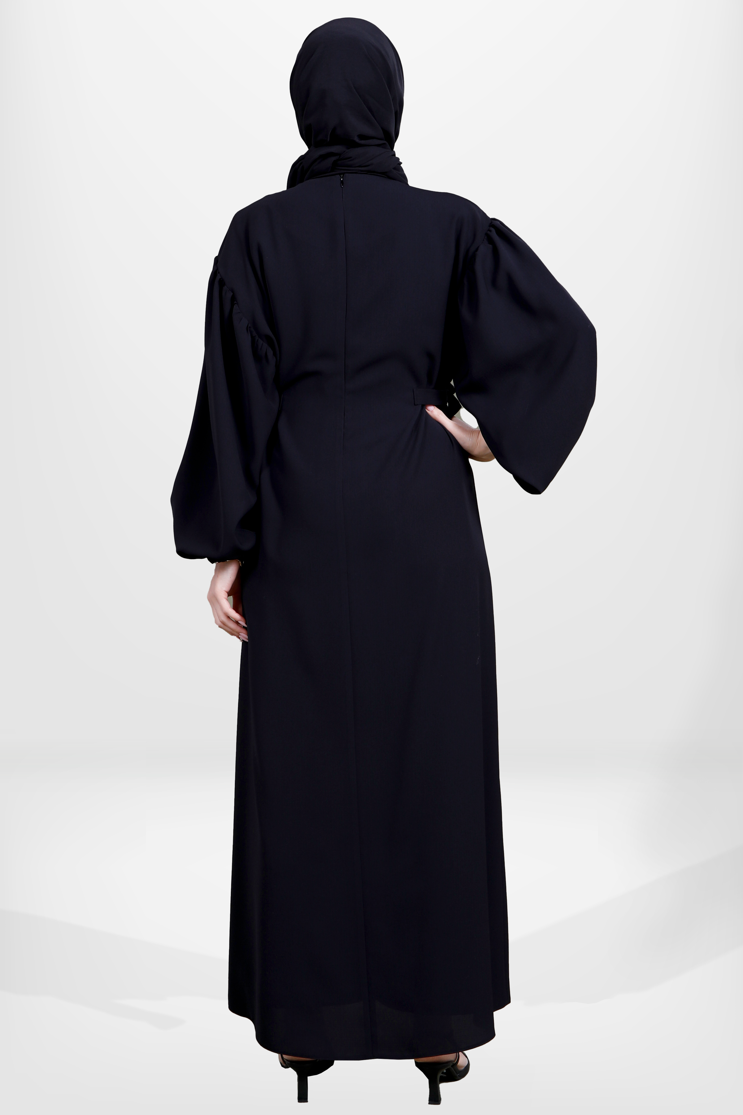 Beyza-5659 ELBİSE LALELİ SİYAH