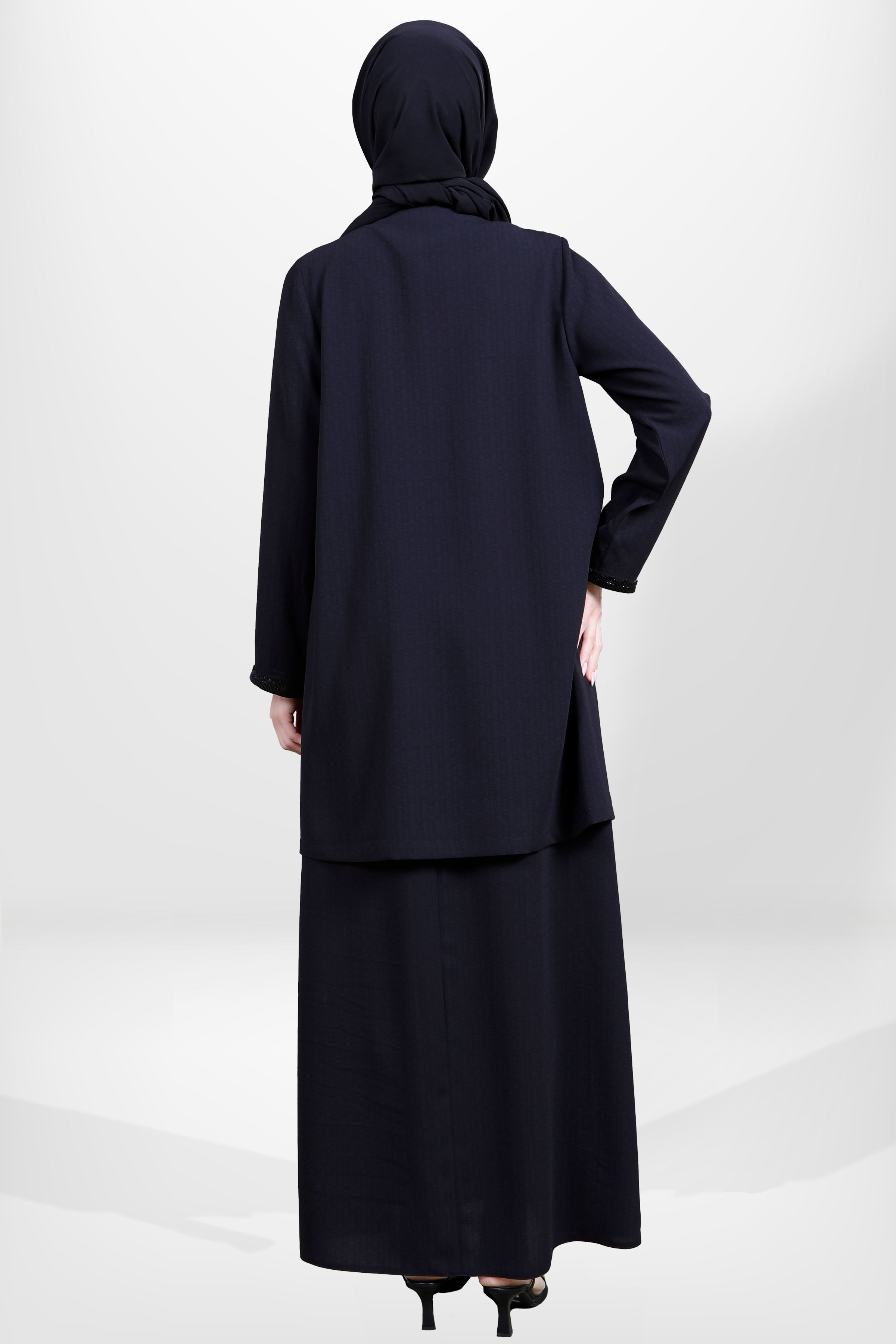 Beyza-5673 CEKETLİ ELBİSE SİYAH