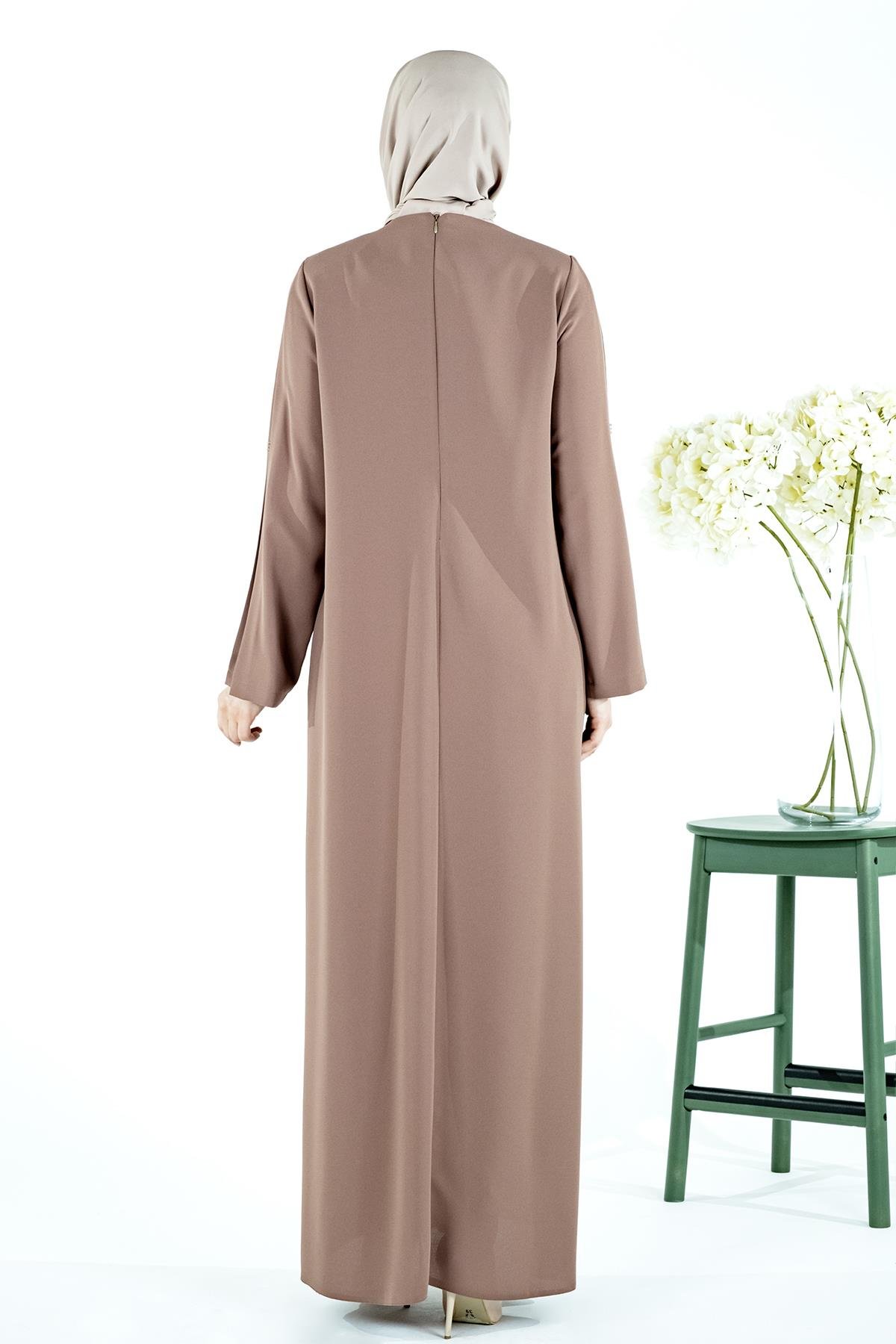 Beyza-ASRIN ELBİSE KAHVE KUM KREP