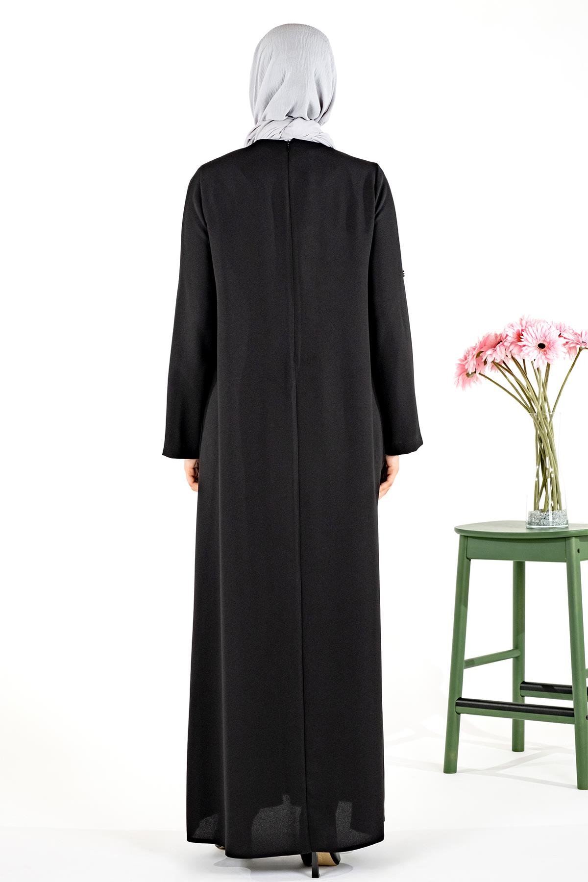 Beyza-ASRIN ELBİSE SİYAH KUM KREP