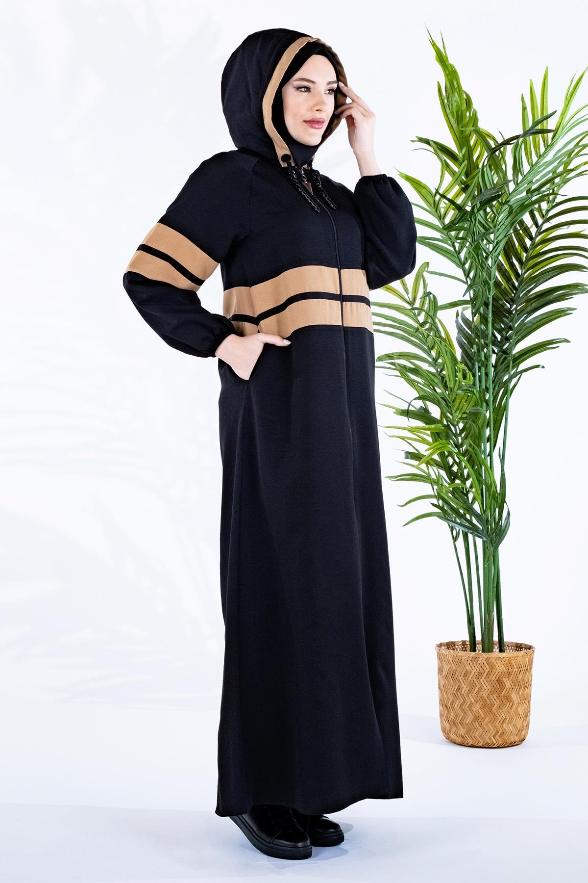 Beyza-ABANT FERACE SİYAH KETEN