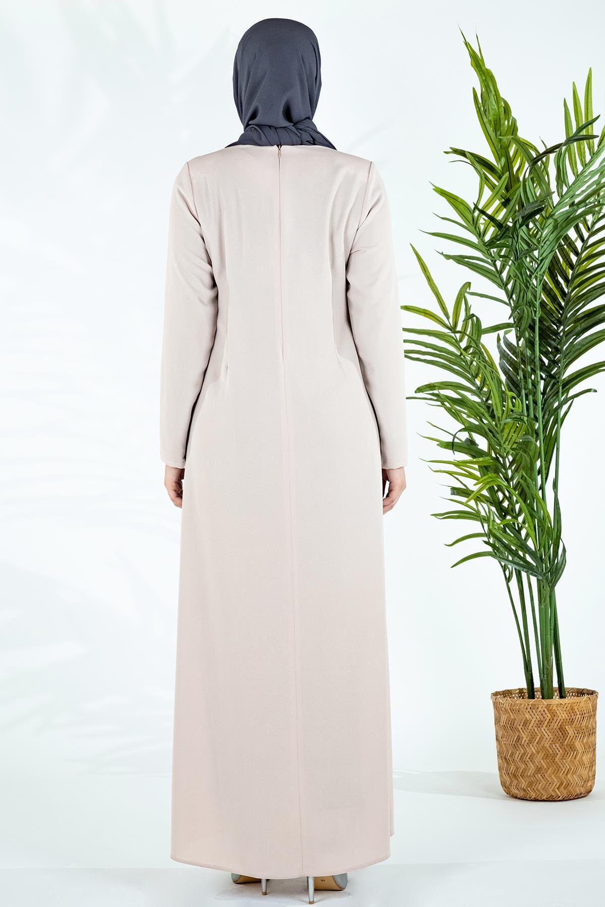 Beyza-AHLAT ELBİSE KREM KUM KREP