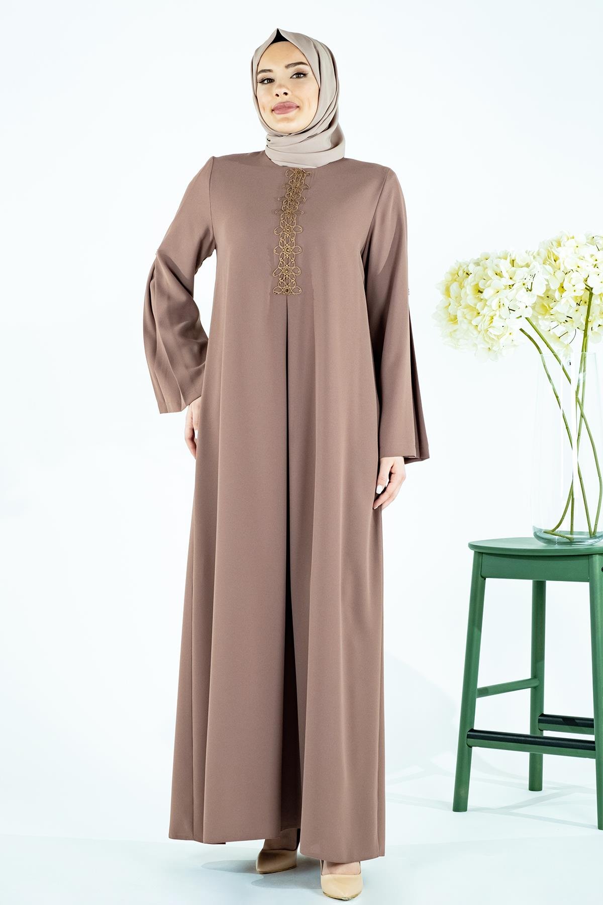 Beyza-ASRIN ELBİSE KAHVE KUM KREP