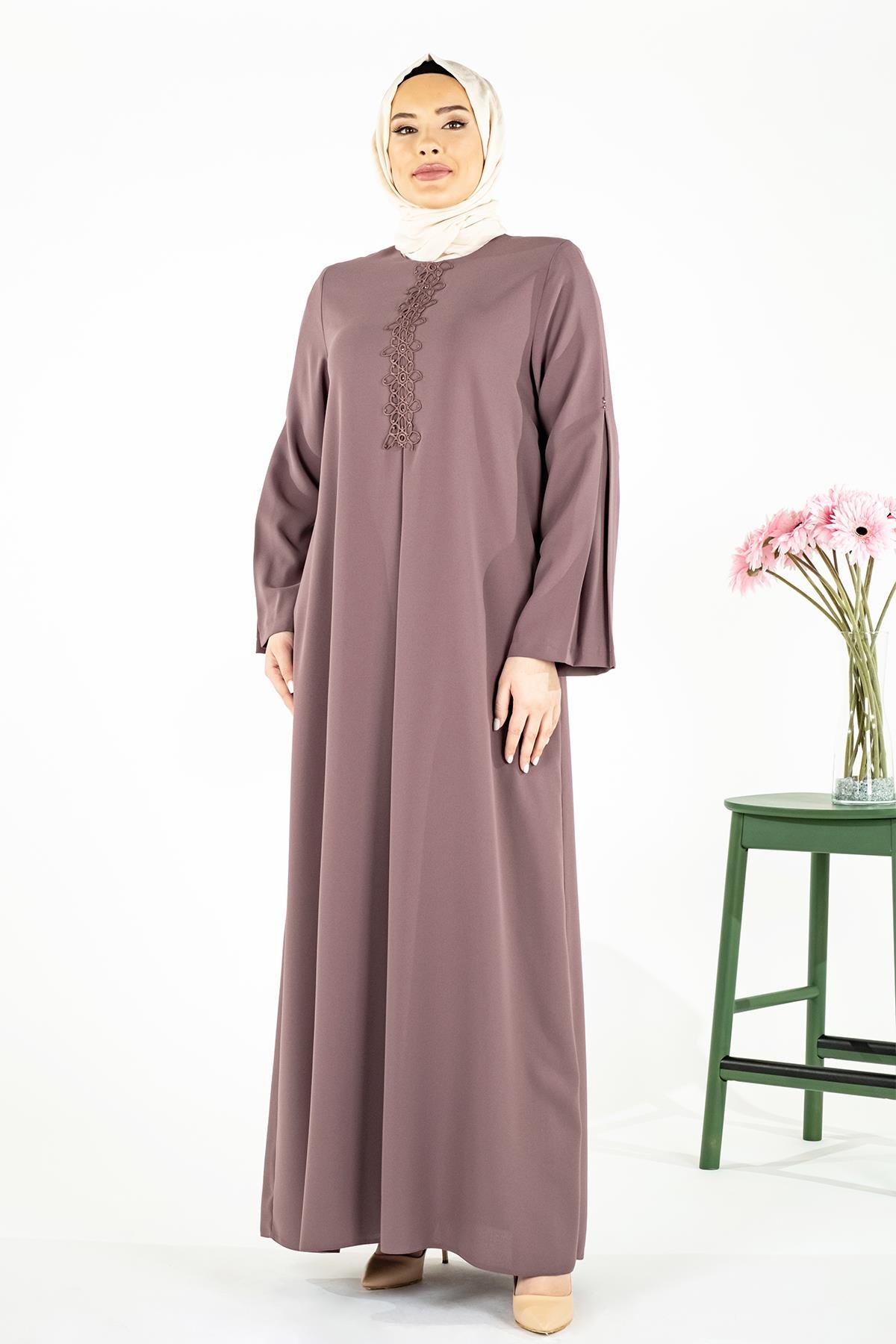 Beyza-ASRIN ELBİSE LİLA KUM KREP