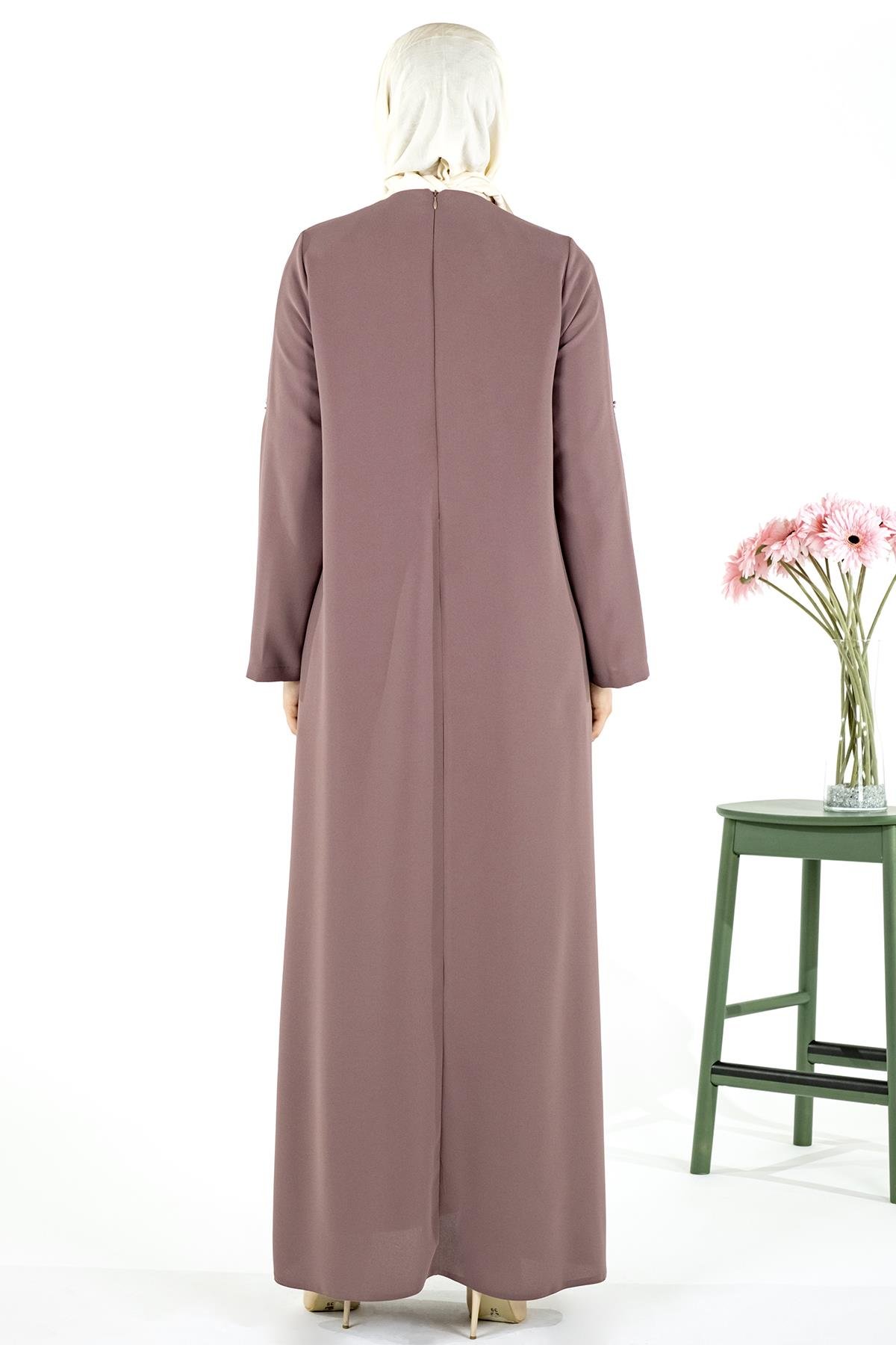 Beyza-ASRIN ELBİSE LİLA KUM KREP