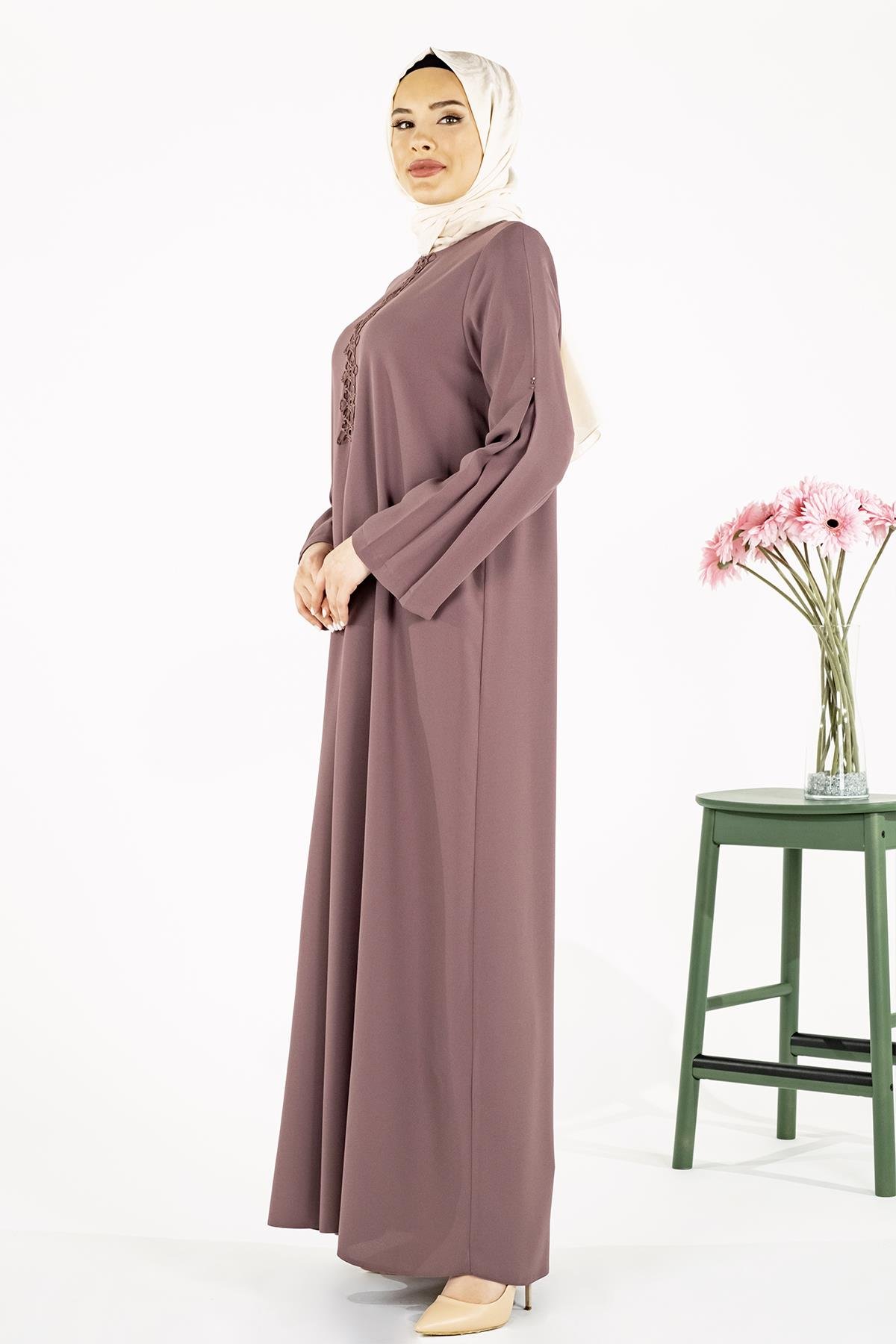 Beyza-ASRIN ELBİSE LİLA KUM KREP