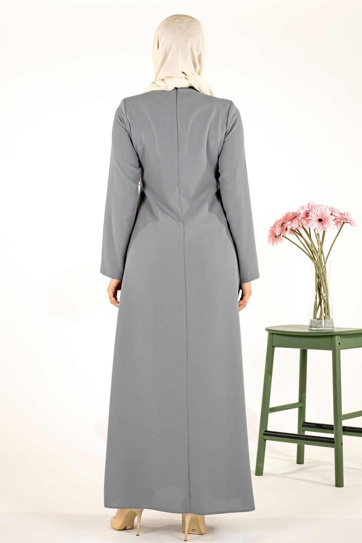 Beyza-AYDAN TAŞLI ELBİSE MİNT KUM KREP