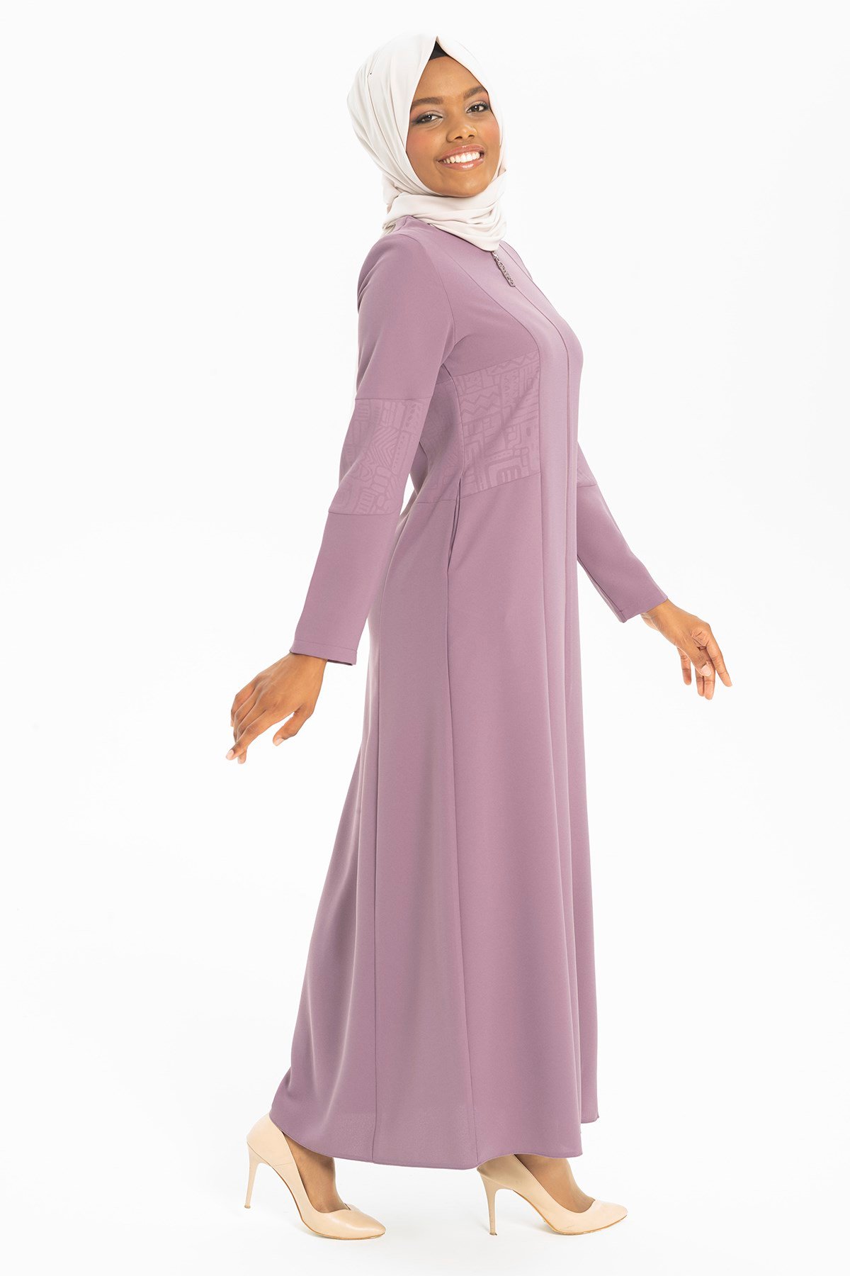 Beyza-Baskı Detaylı Spor Lila Ferace 3376