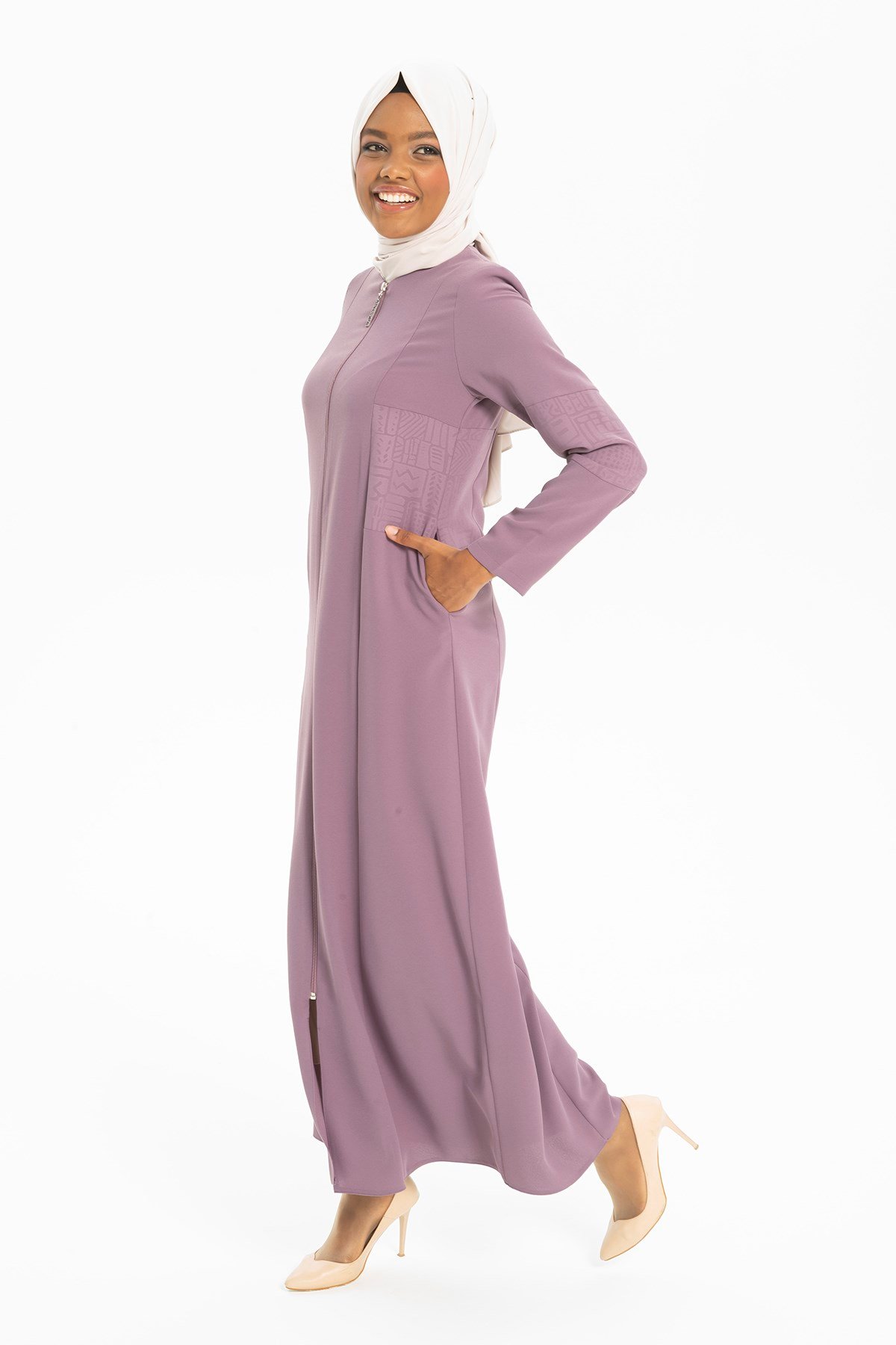 Beyza-Baskı Detaylı Spor Lila Ferace 3376