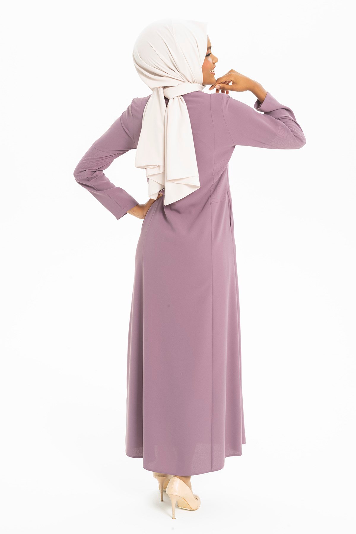 Beyza-Baskı Detaylı Spor Lila Ferace 3376