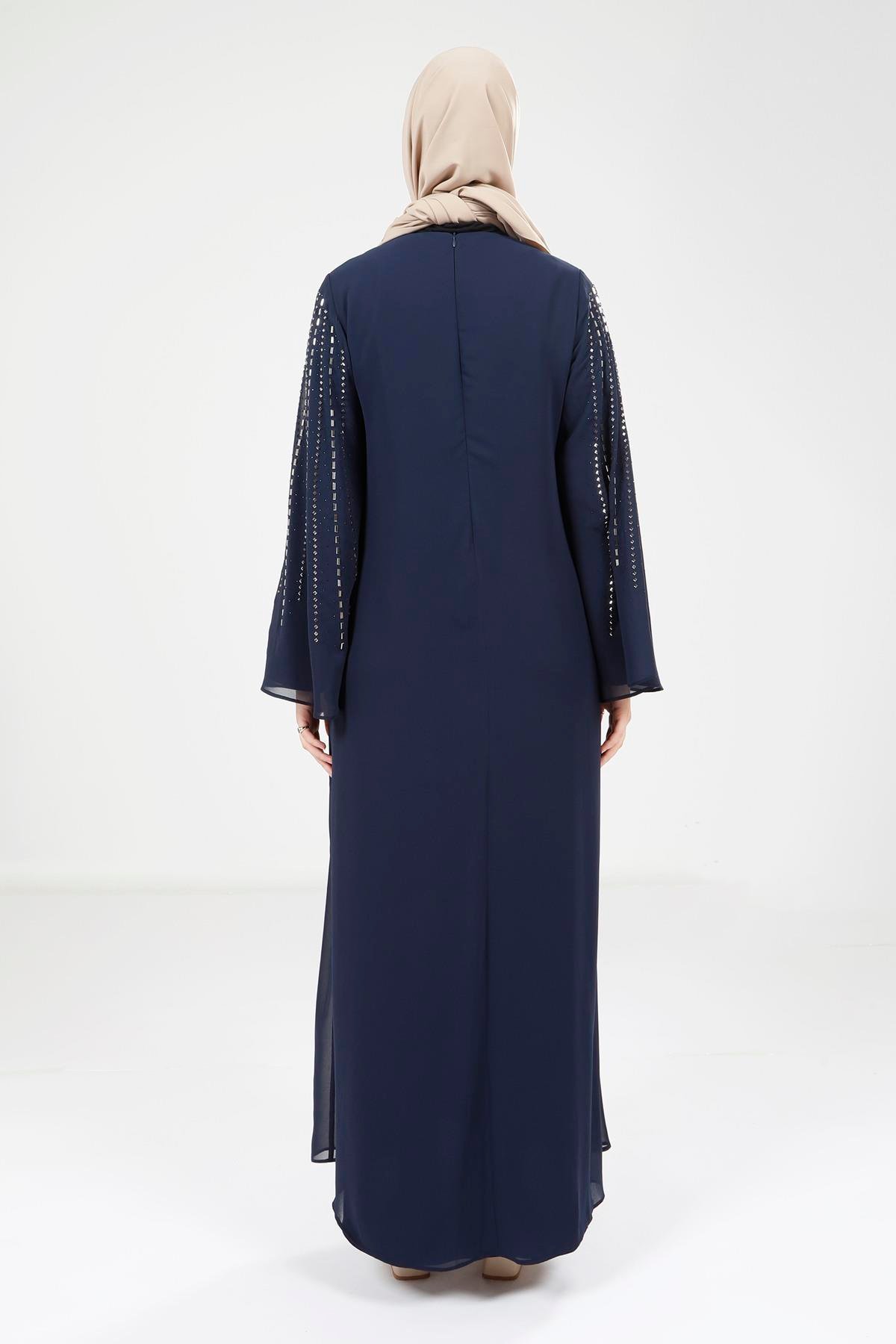 Beyza-9270 ELBİSE BAGET TAŞLI LACİVERT