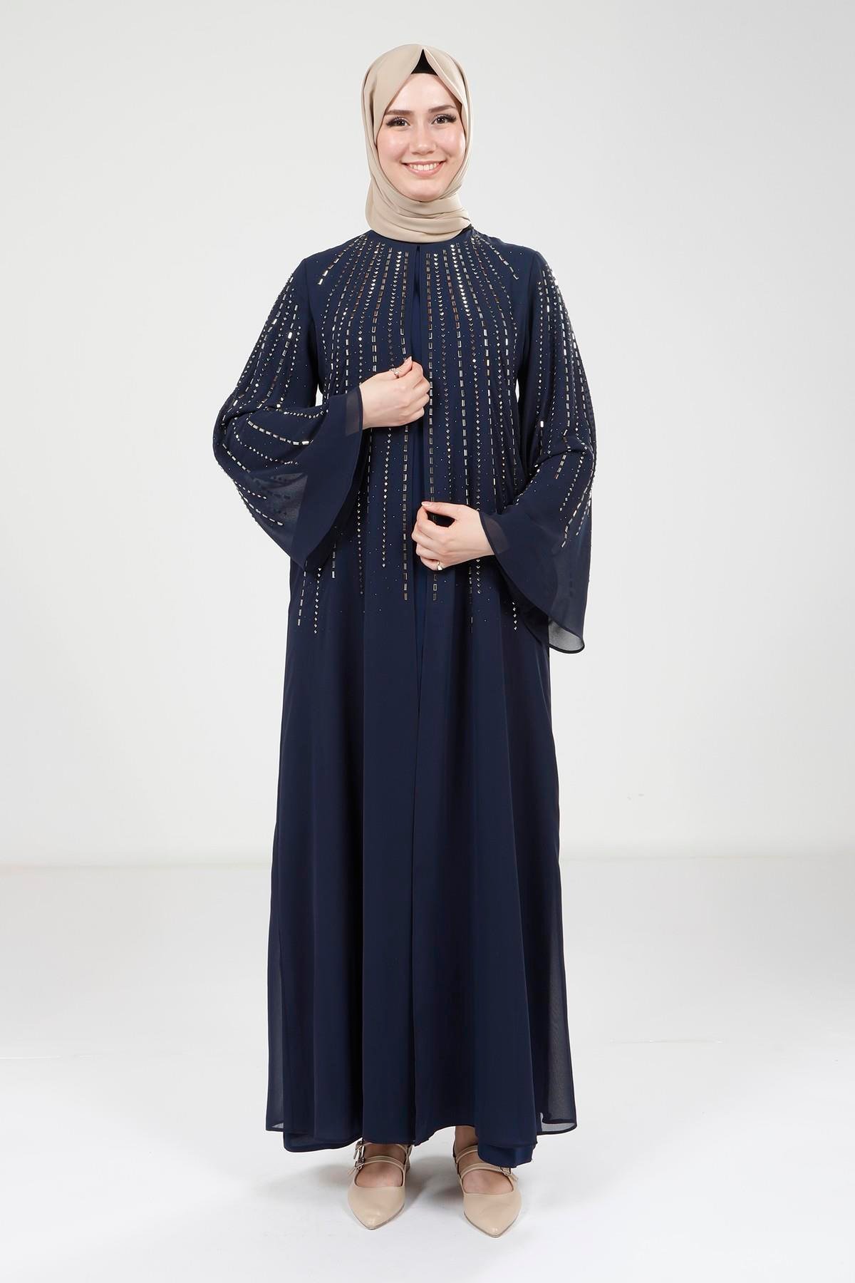 Beyza-9270 ELBİSE BAGET TAŞLI LACİVERT