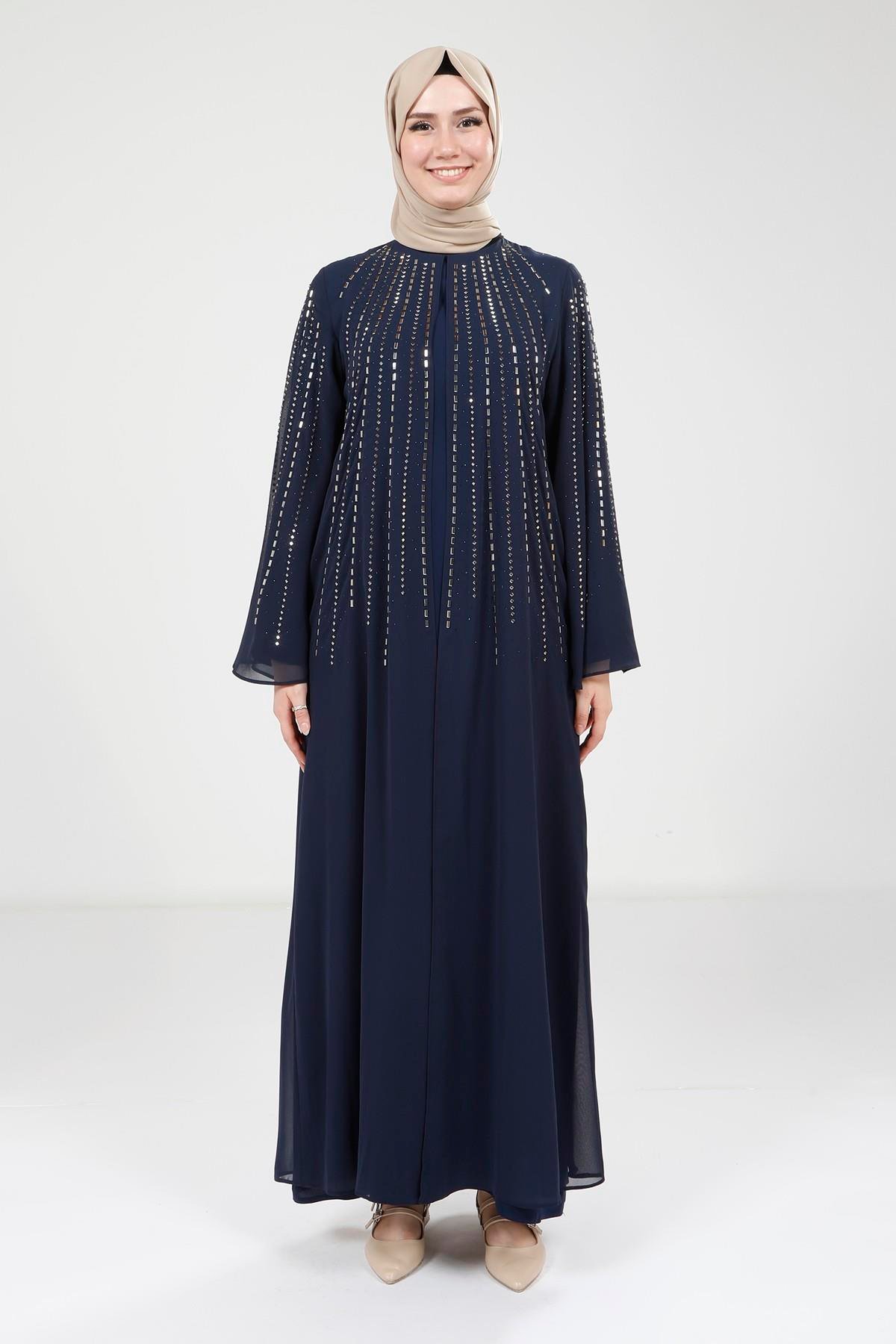 Beyza-9270 ELBİSE BAGET TAŞLI LACİVERT