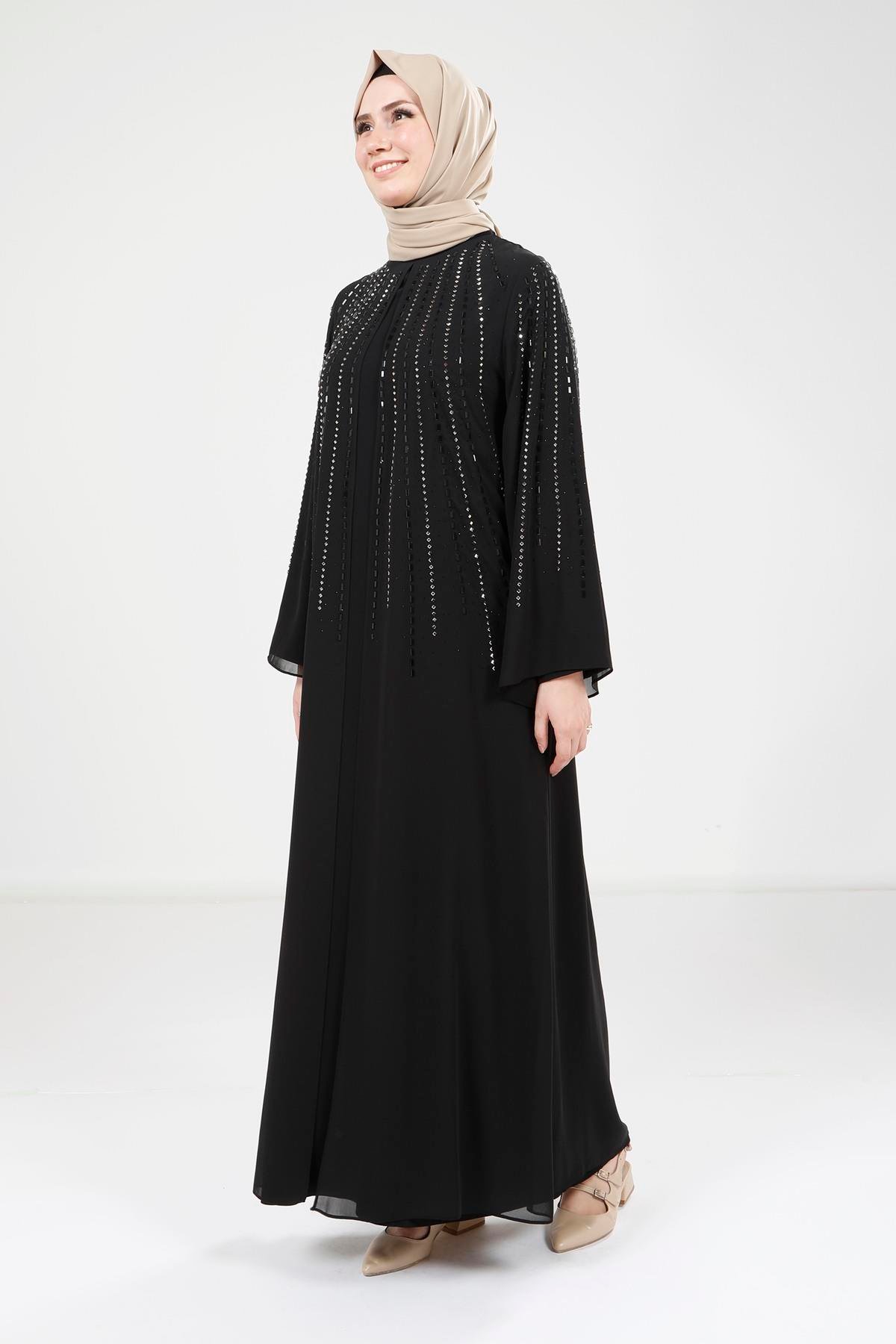 Beyza-9270 ELBİSE BAGET TAŞLI SİYAH
