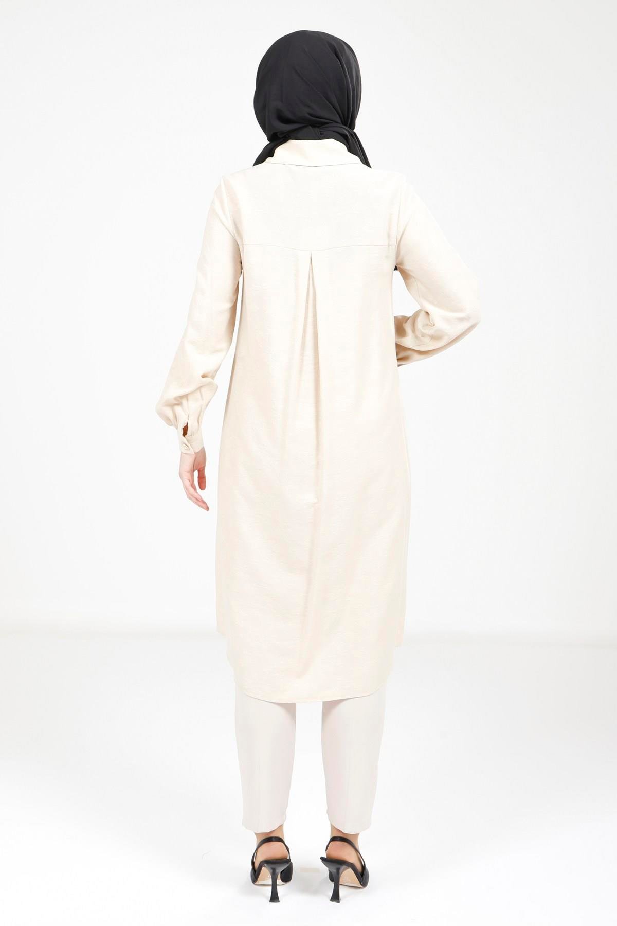 Beyza-9375 TUNİK A PİLELİ BEJ