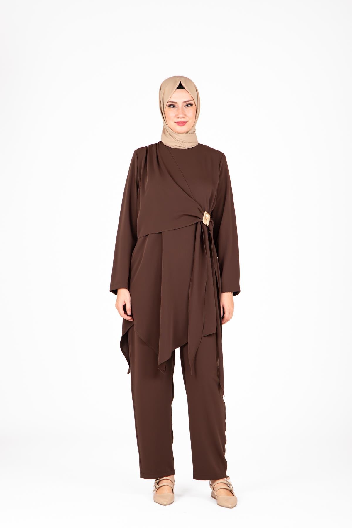 Beyza-9425 İKİLİ TKM PANTOLON TUNİK
 BİTTER