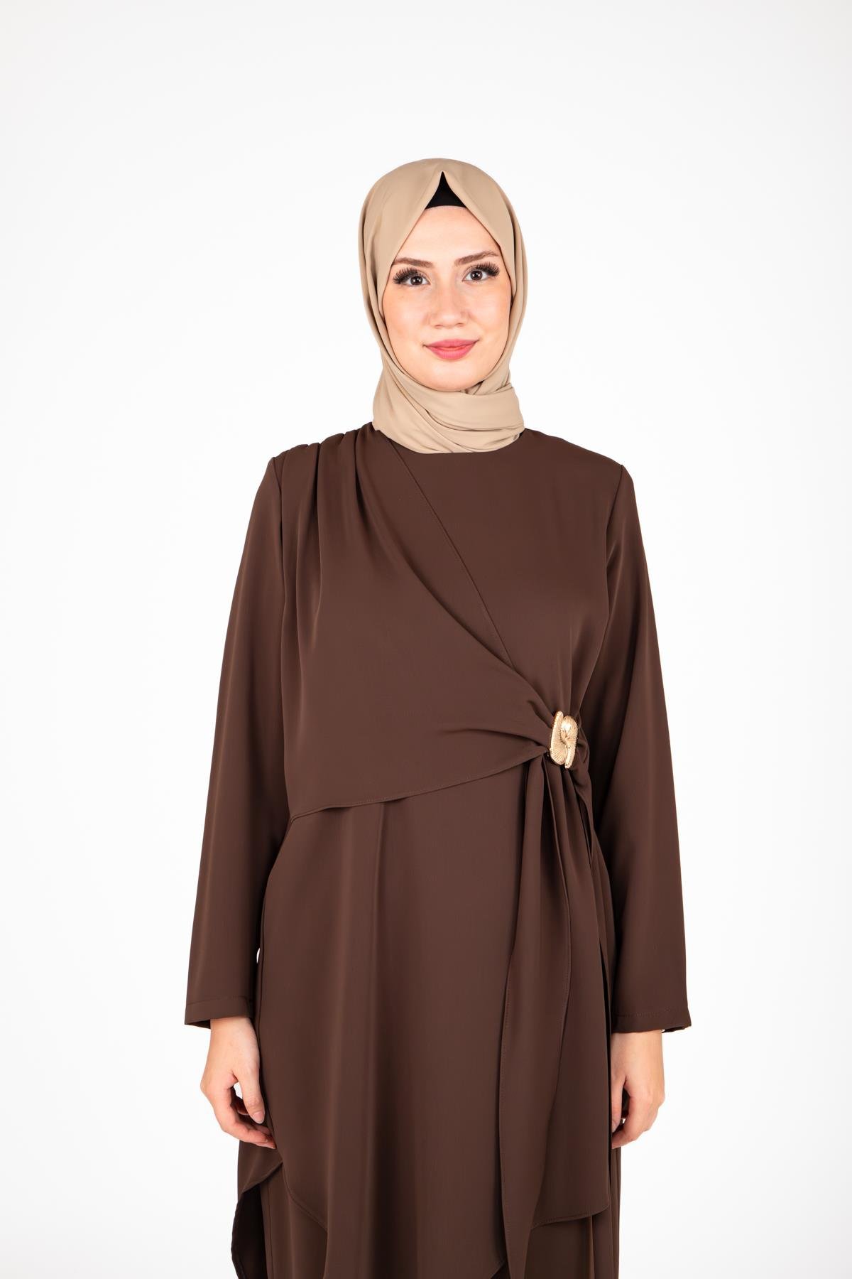 Beyza-9425 İKİLİ TKM PANTOLON TUNİK
 BİTTER