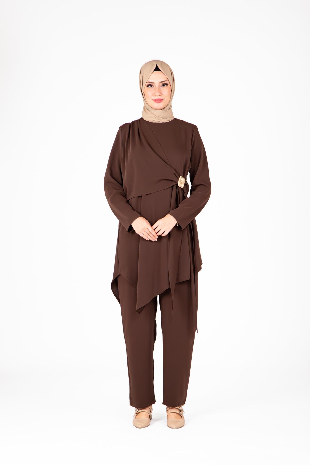 Beyza-9425 İKİLİ TKM PANTOLON TUNİK
 BİTTER