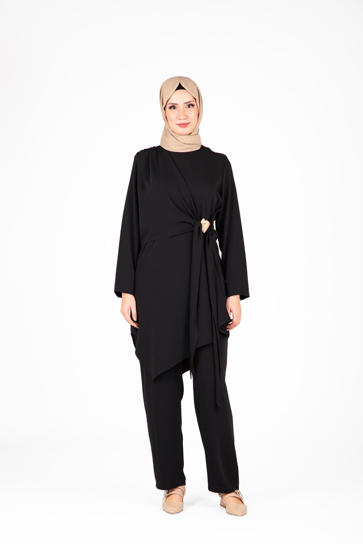 Beyza-9425 İKİLİ TKM PANTOLON TUNİK
 SİYAH