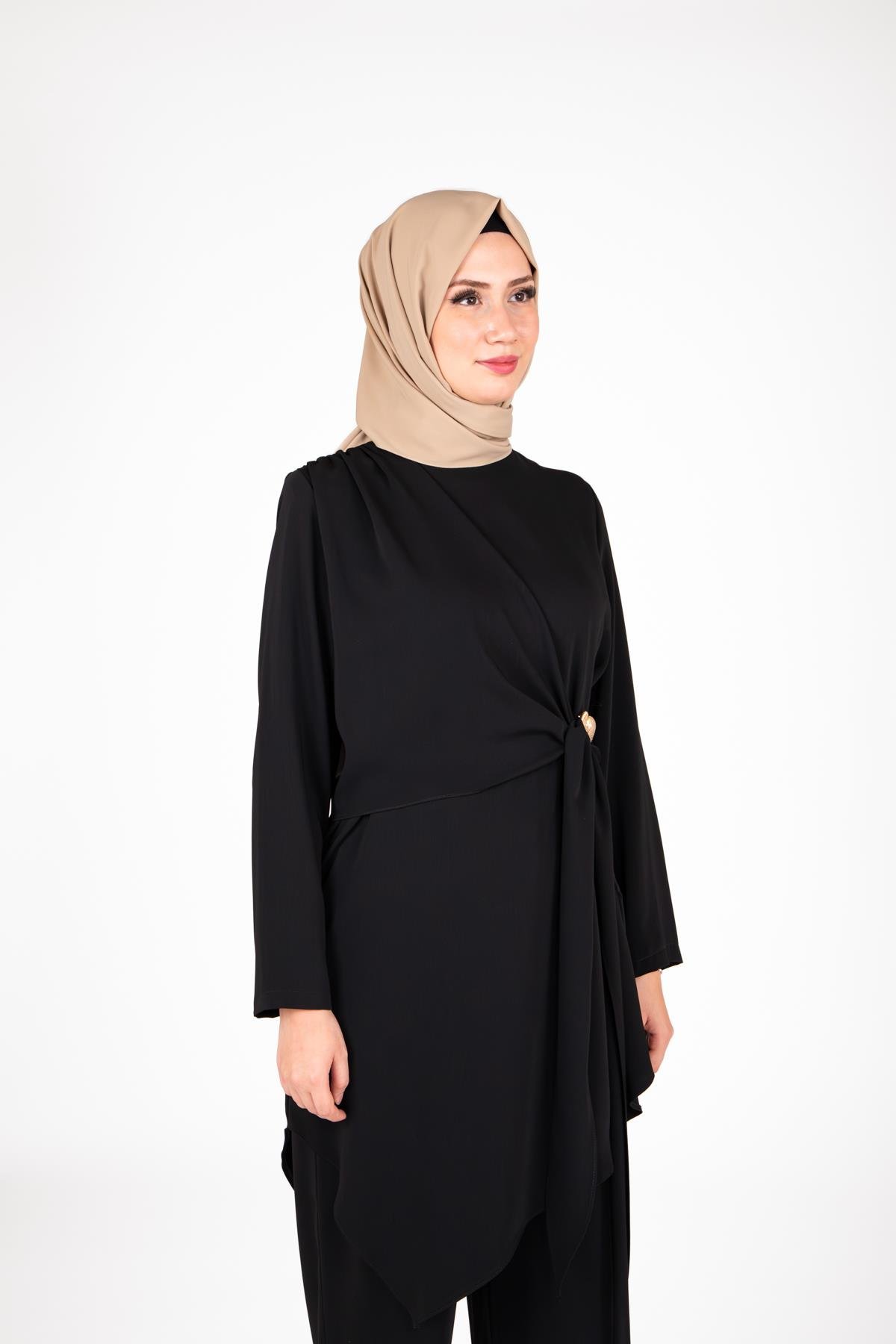 Beyza-9425 İKİLİ TKM PANTOLON TUNİK
 SİYAH