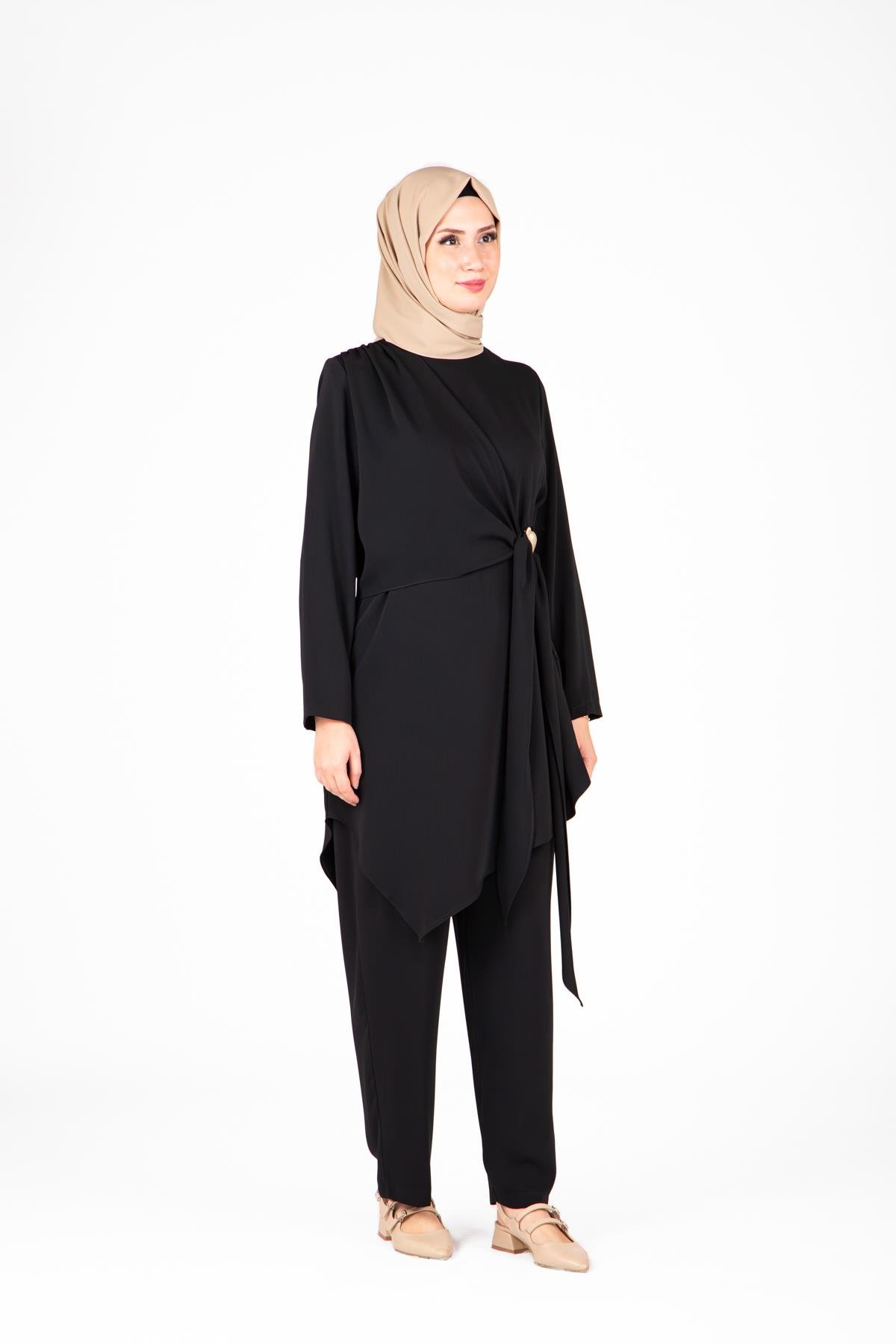 Beyza-9425 İKİLİ TKM PANTOLON TUNİK
 SİYAH