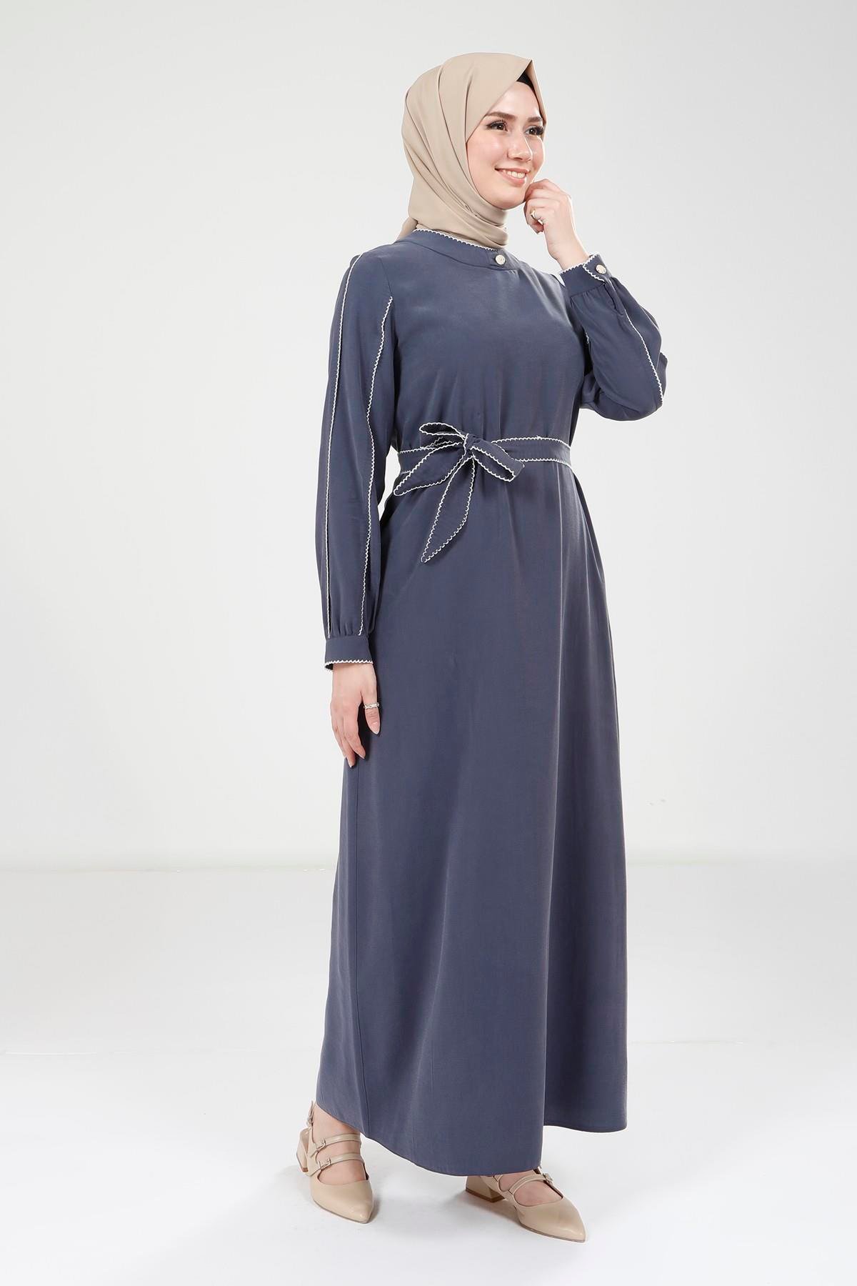 Beyza-9383 ELBİSE BİYELİ İNDİGO