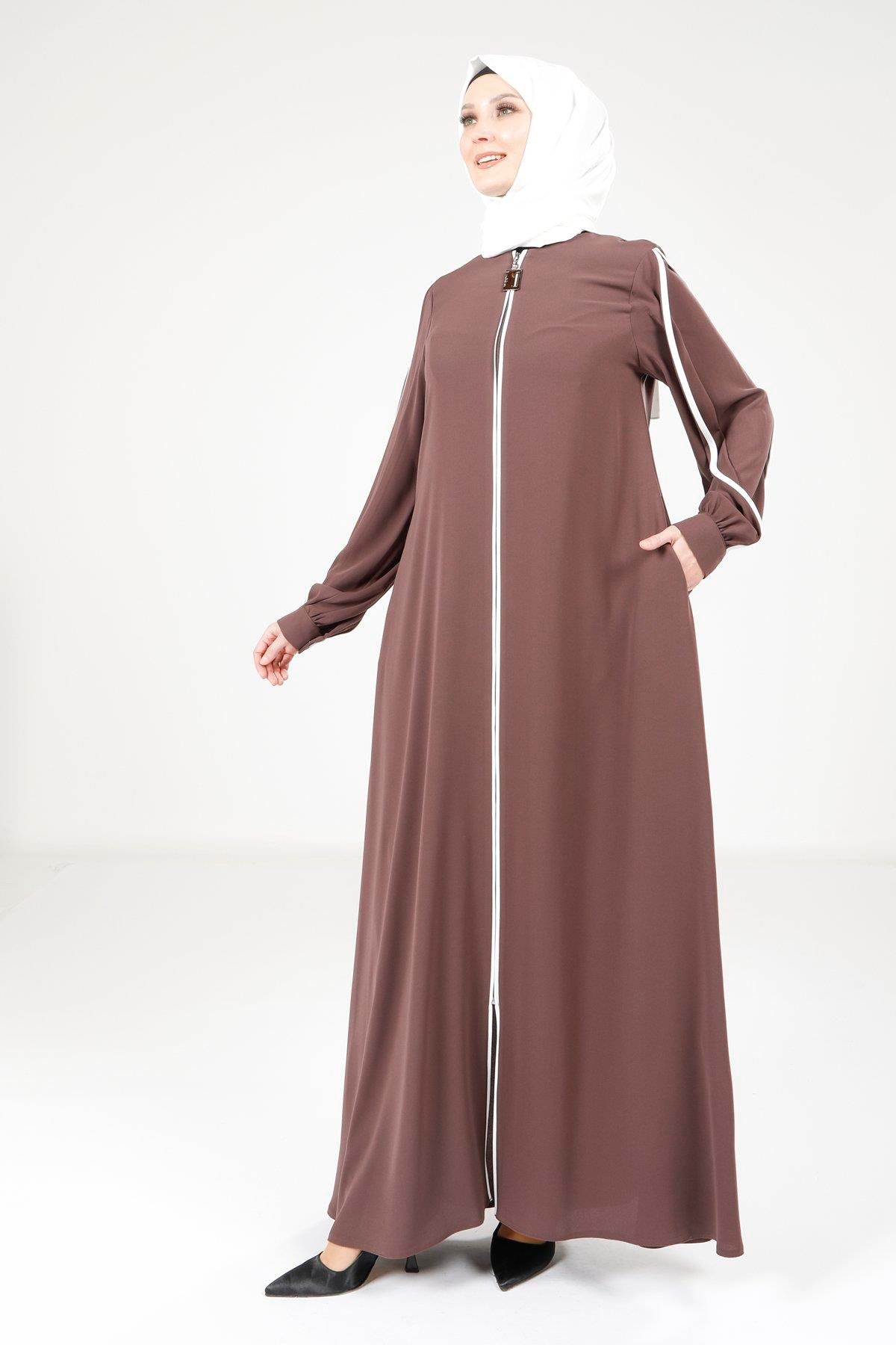 Beyza-Beyza Biye Detaylı Vizon Renk Ferace 9327