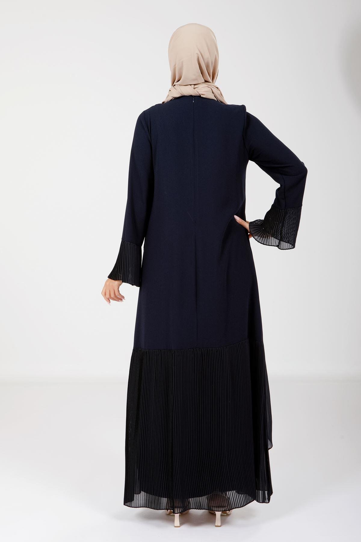 Beyza-5588 ELBİSE TAŞLI LACİVERT