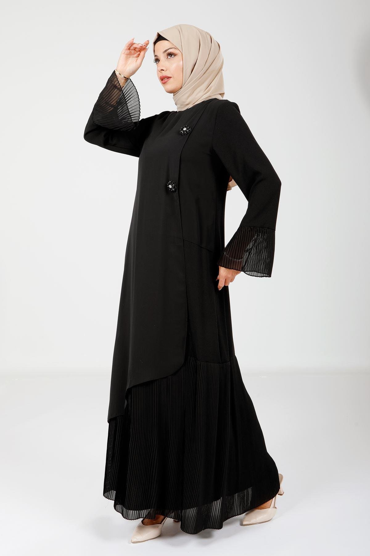 Beyza-5588 ELBİSE TAŞLI SİYAH