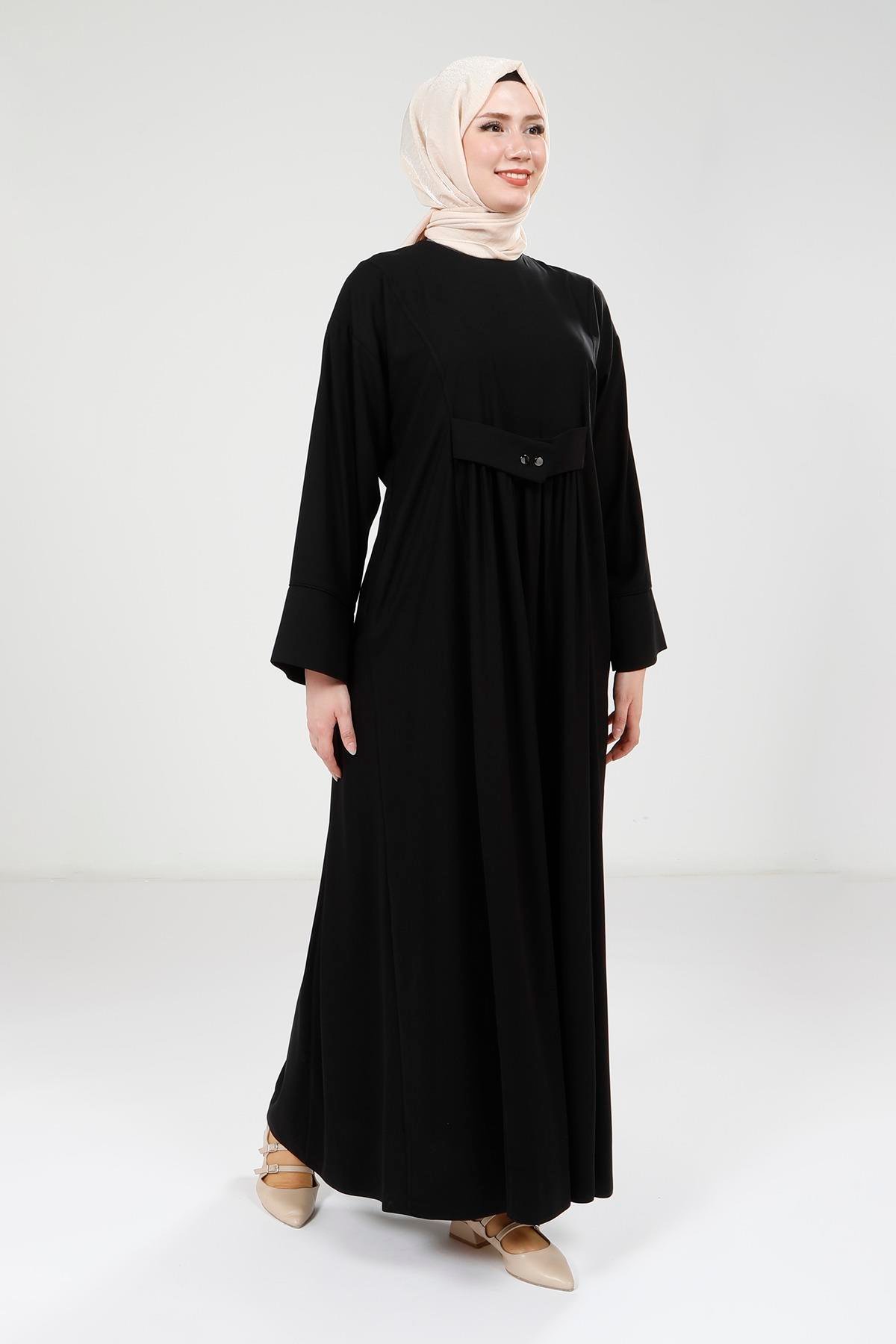 Beyza-Beyza Çıtçıtlı Siyah Elbise 9220