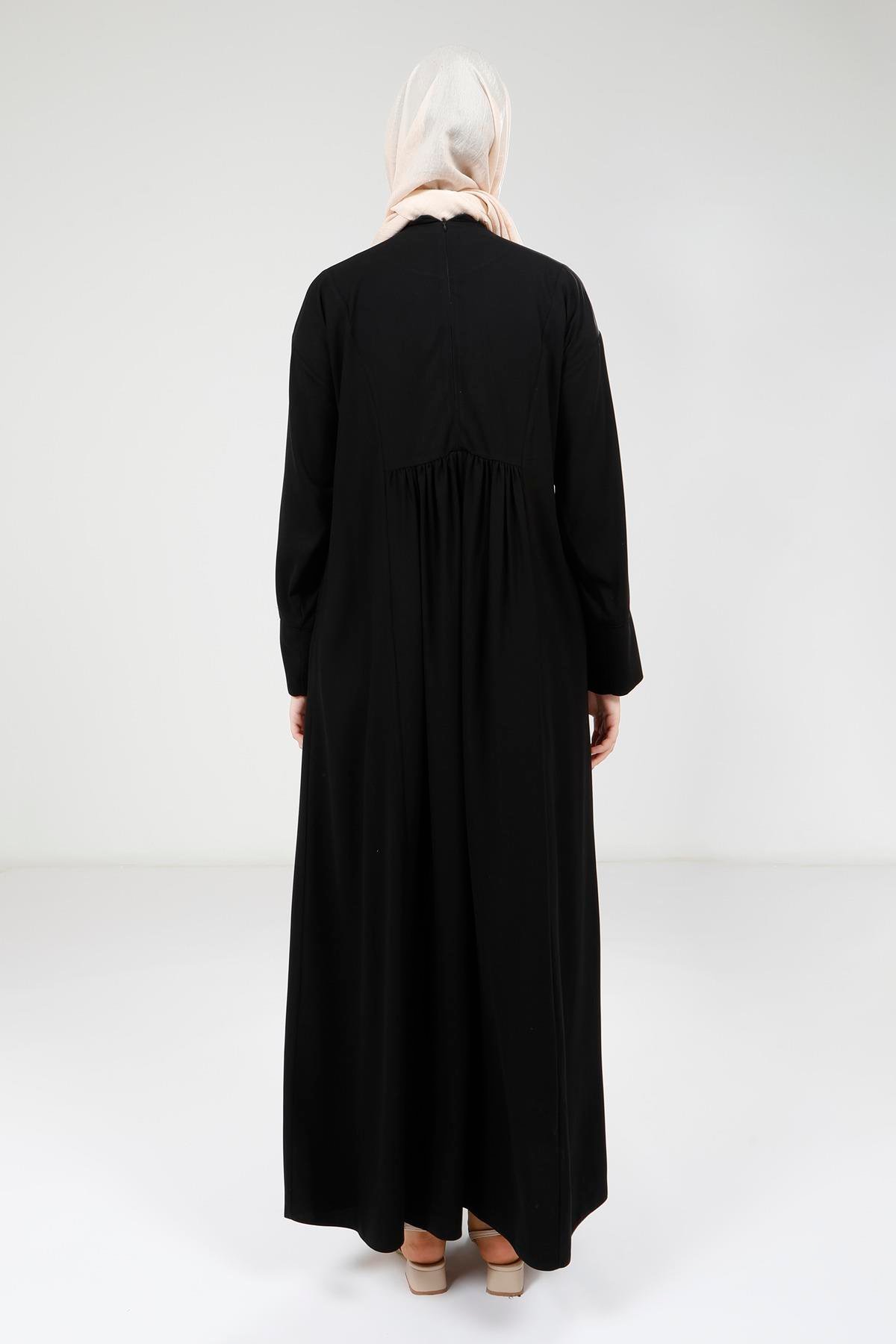 Beyza-Beyza Çıtçıtlı Siyah Elbise 9220