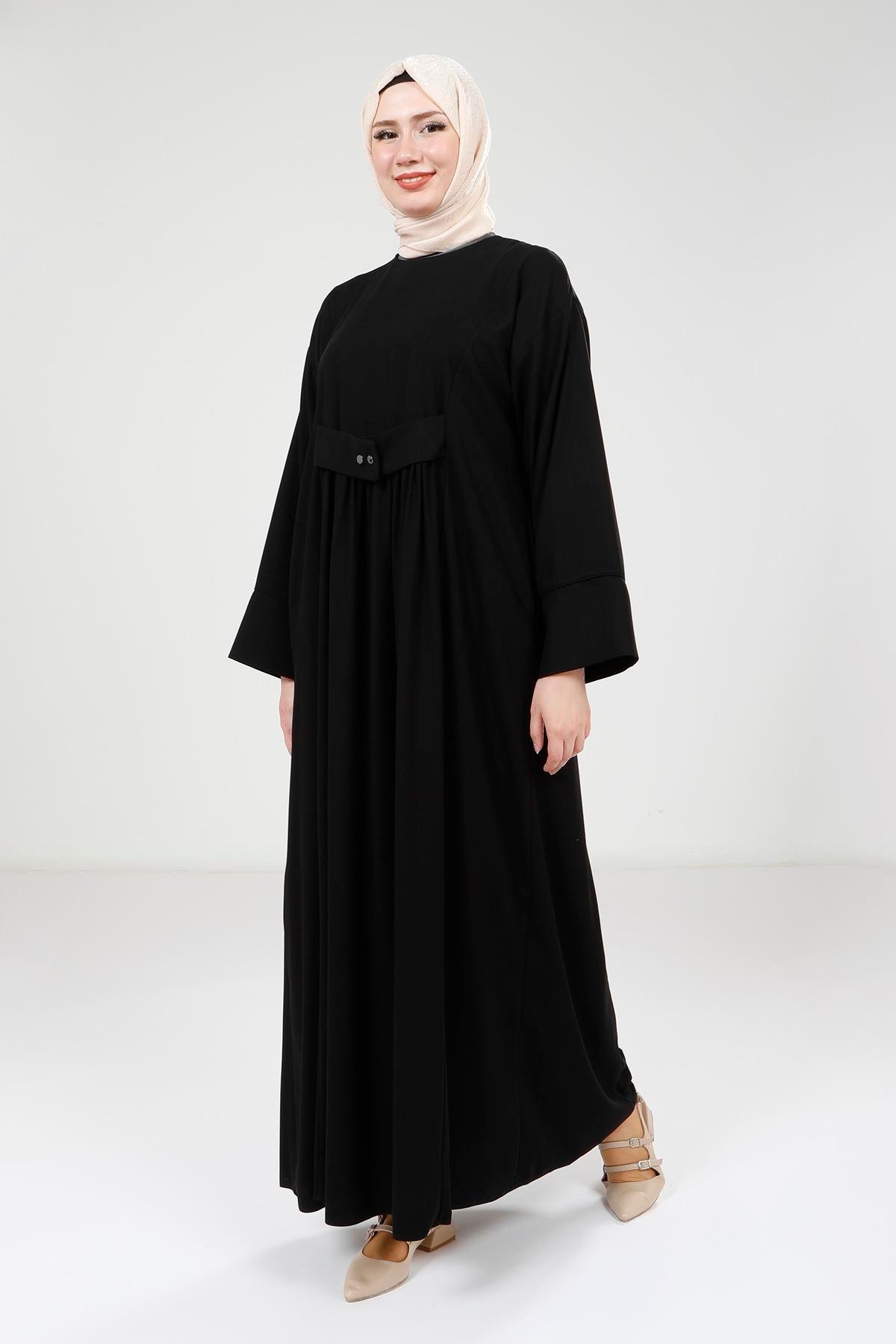 Beyza-Beyza Çıtçıtlı Siyah Elbise 9220