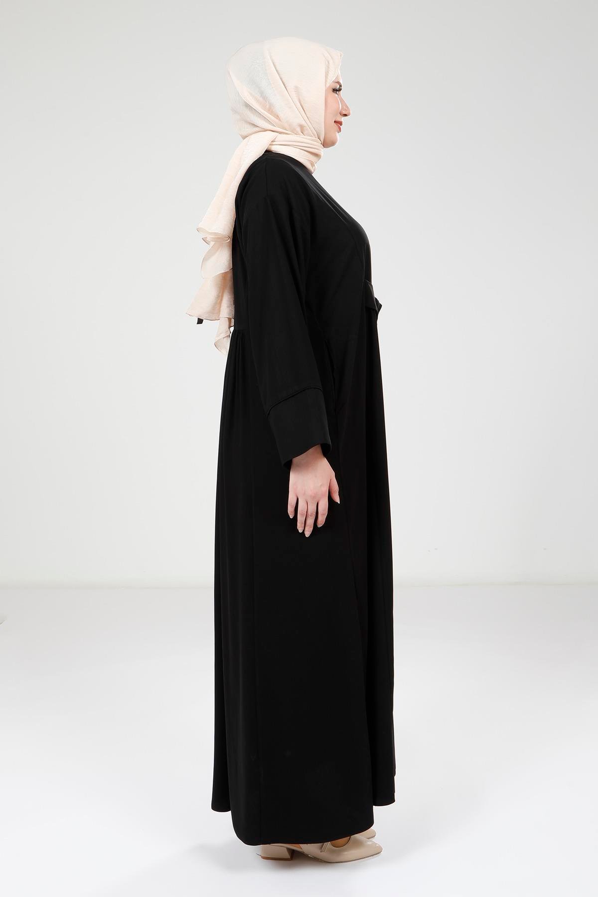 Beyza-Beyza Çıtçıtlı Siyah Elbise 9220