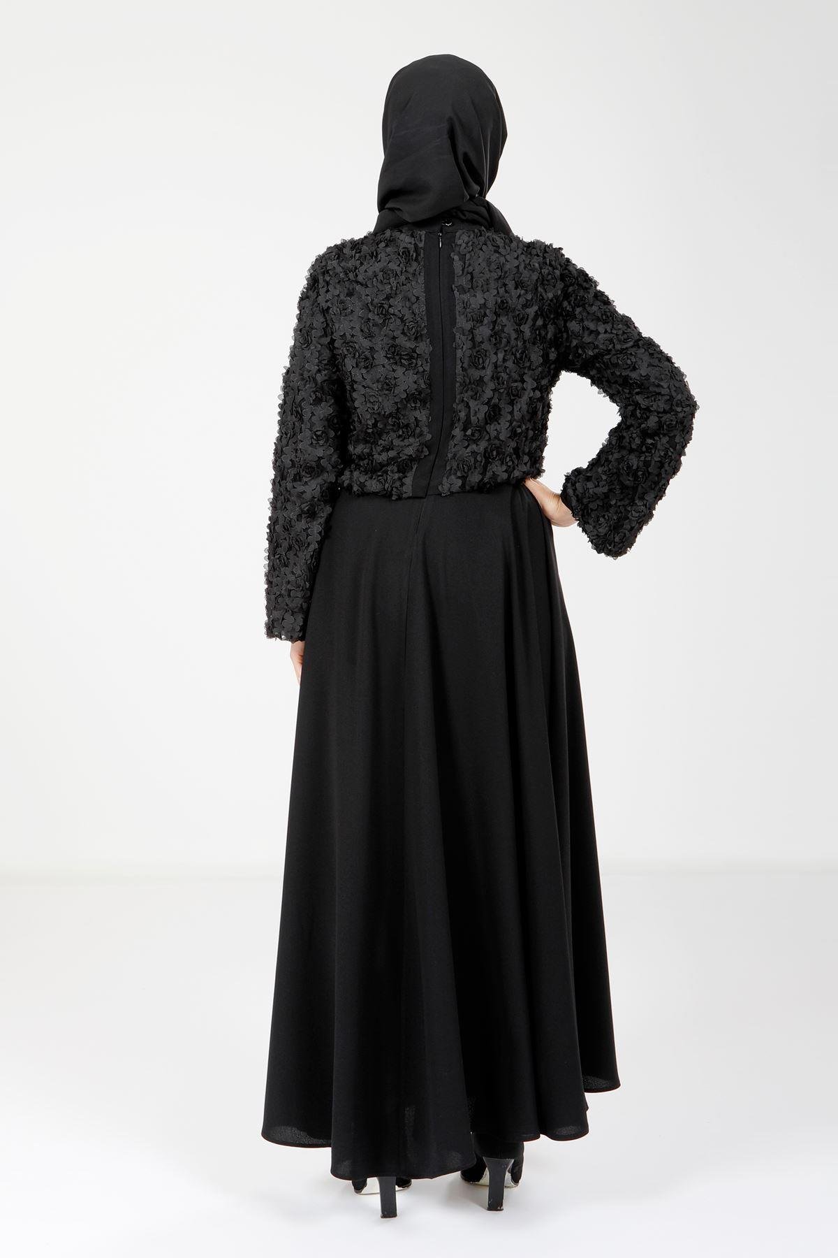 Beyza-9099 ELBİSE DANTELLİ SİYAH