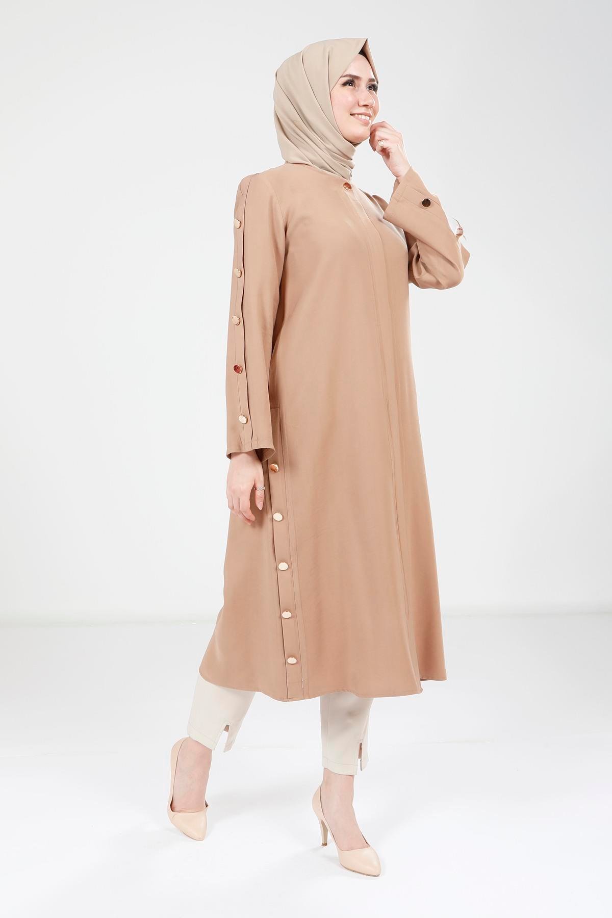 Beyza-9232 GİYÇIK DÜĞMELİ SÜTLÜ KAHVE