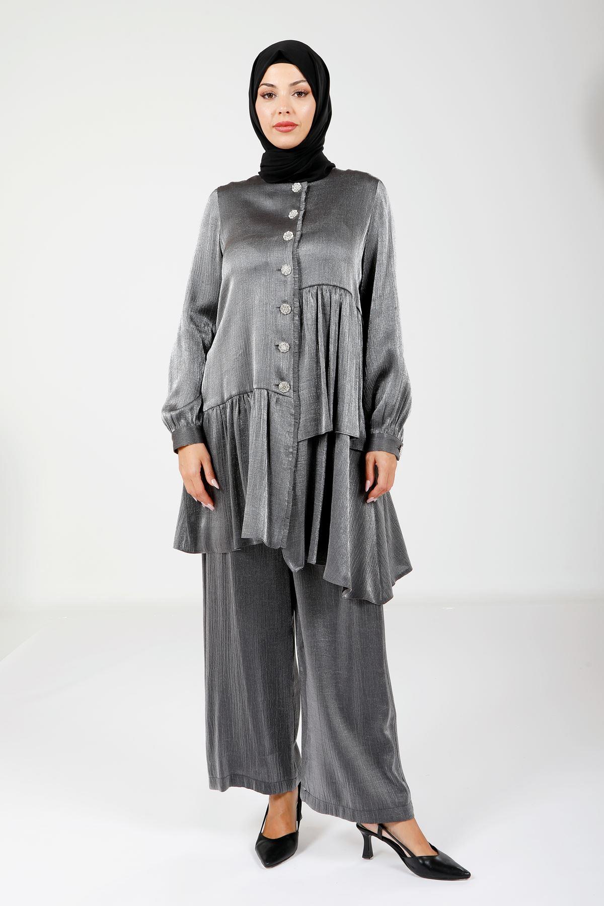 Beyza-4173 İKİLİ TAKIM BLUZ PANT SİYAH