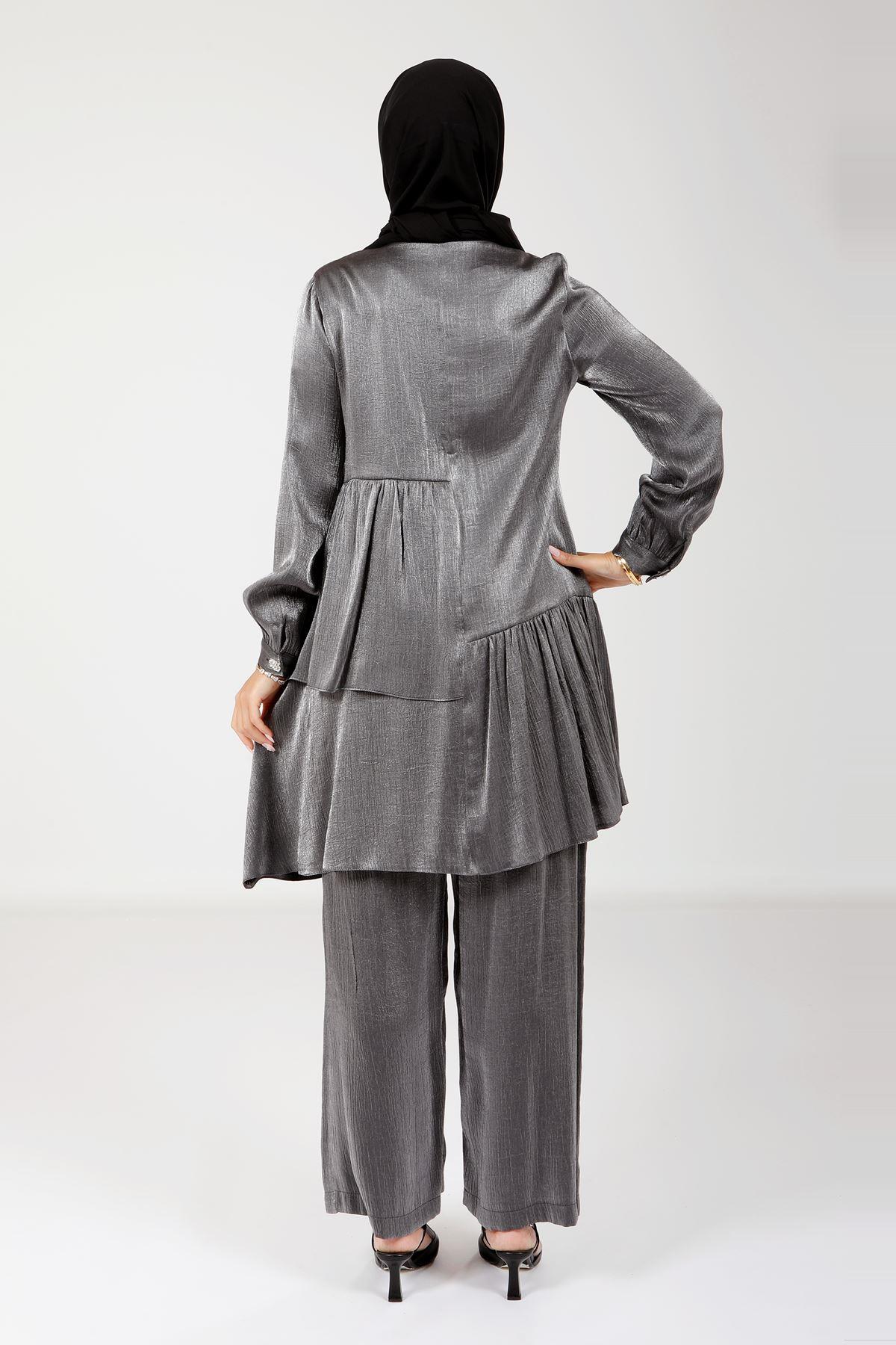 Beyza-4173 İKİLİ TAKIM BLUZ PANT SİYAH