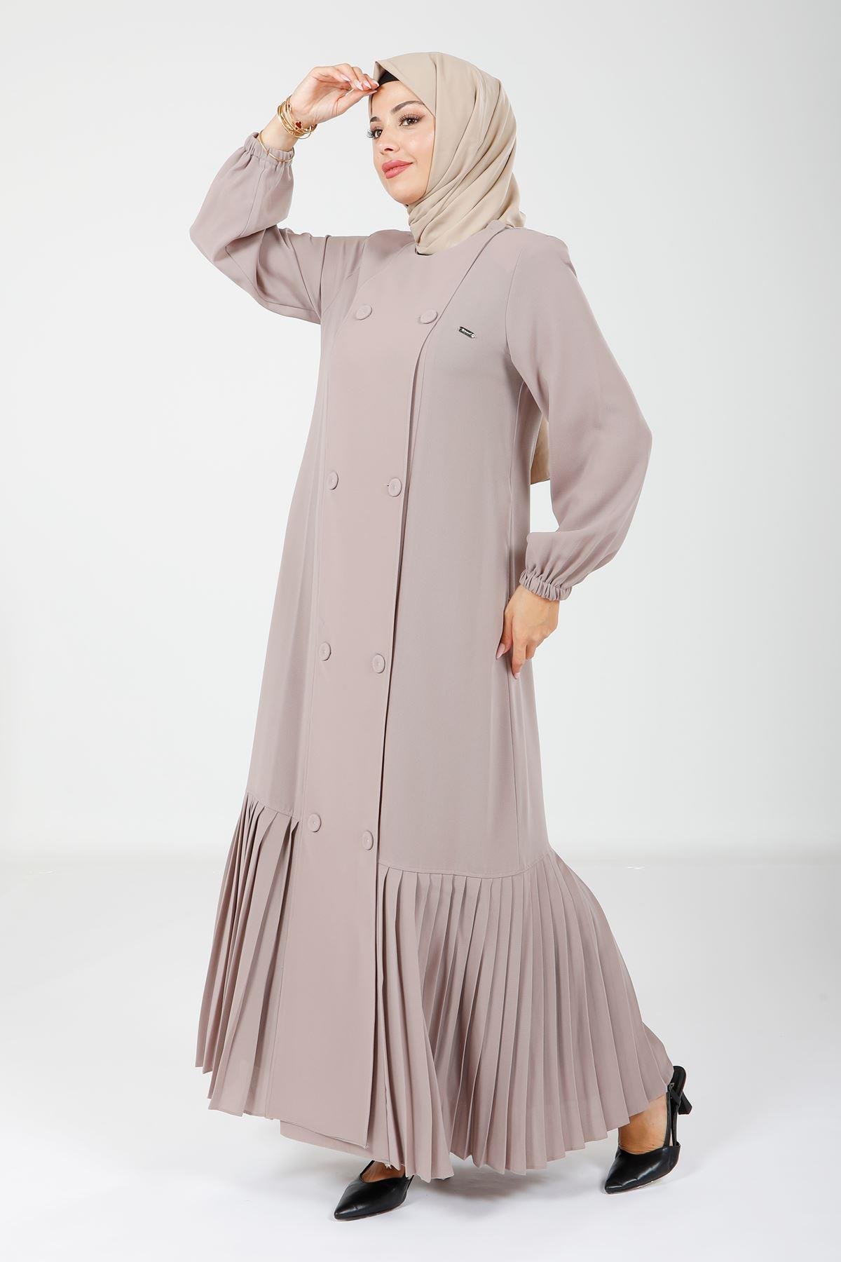 Beyza-3894 FERACE PLİSELİ BEJ
