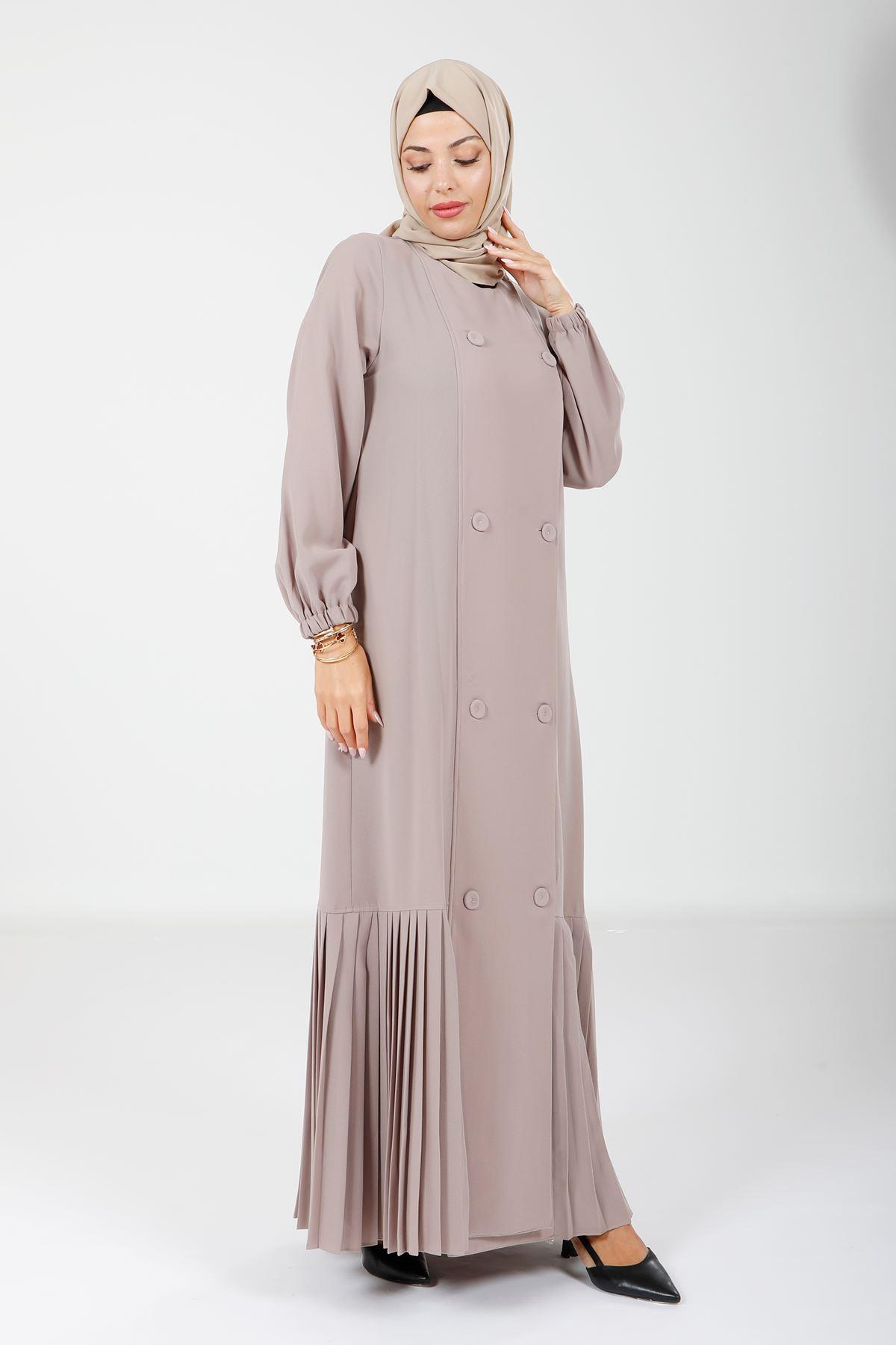 Beyza-3894 FERACE PLİSELİ BEJ