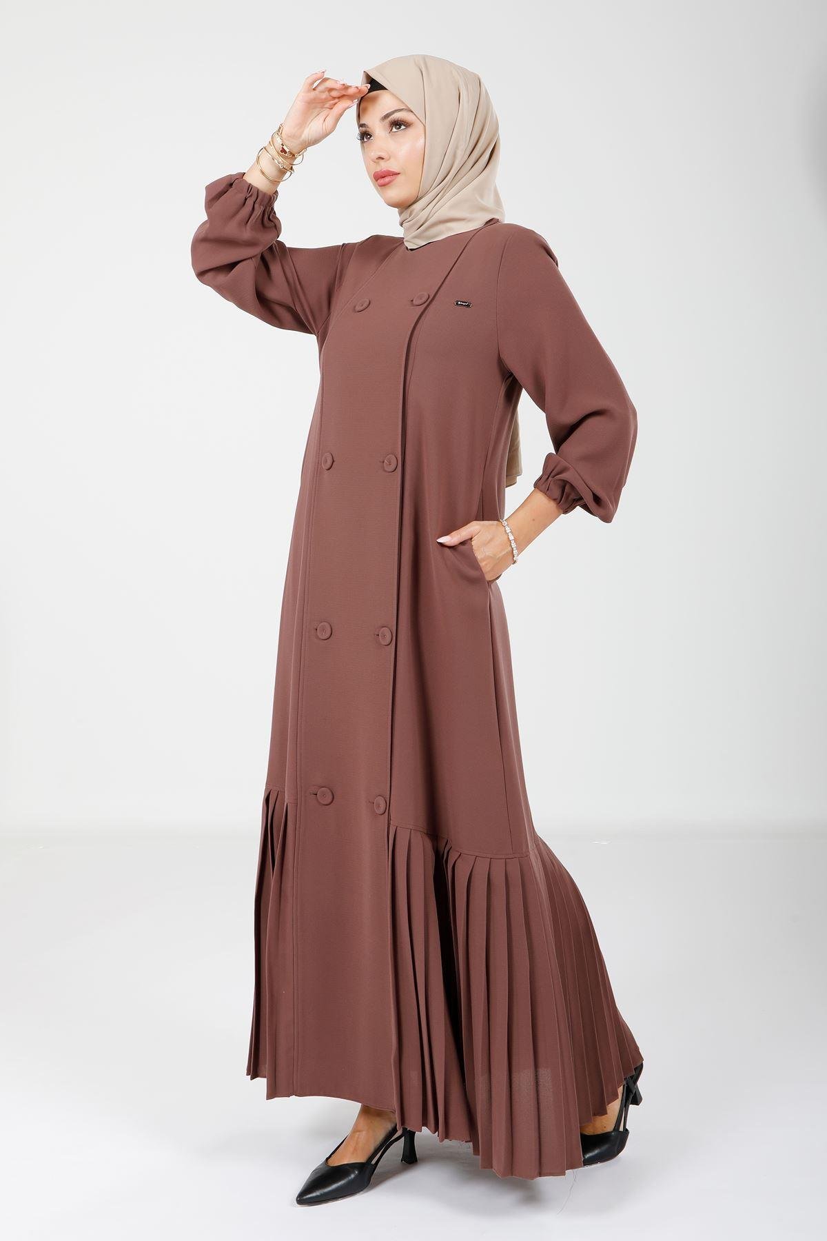 Beyza-3894 FERACE PLİSELİ KAHVE