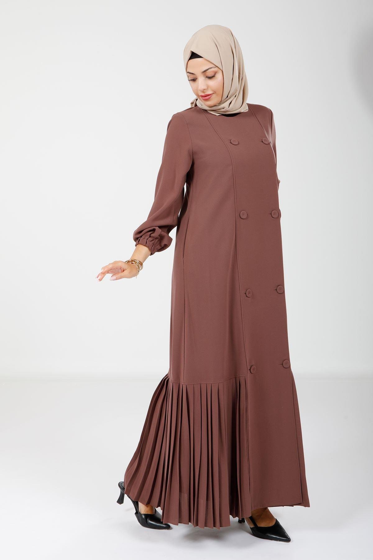 Beyza-3894 FERACE PLİSELİ KAHVE