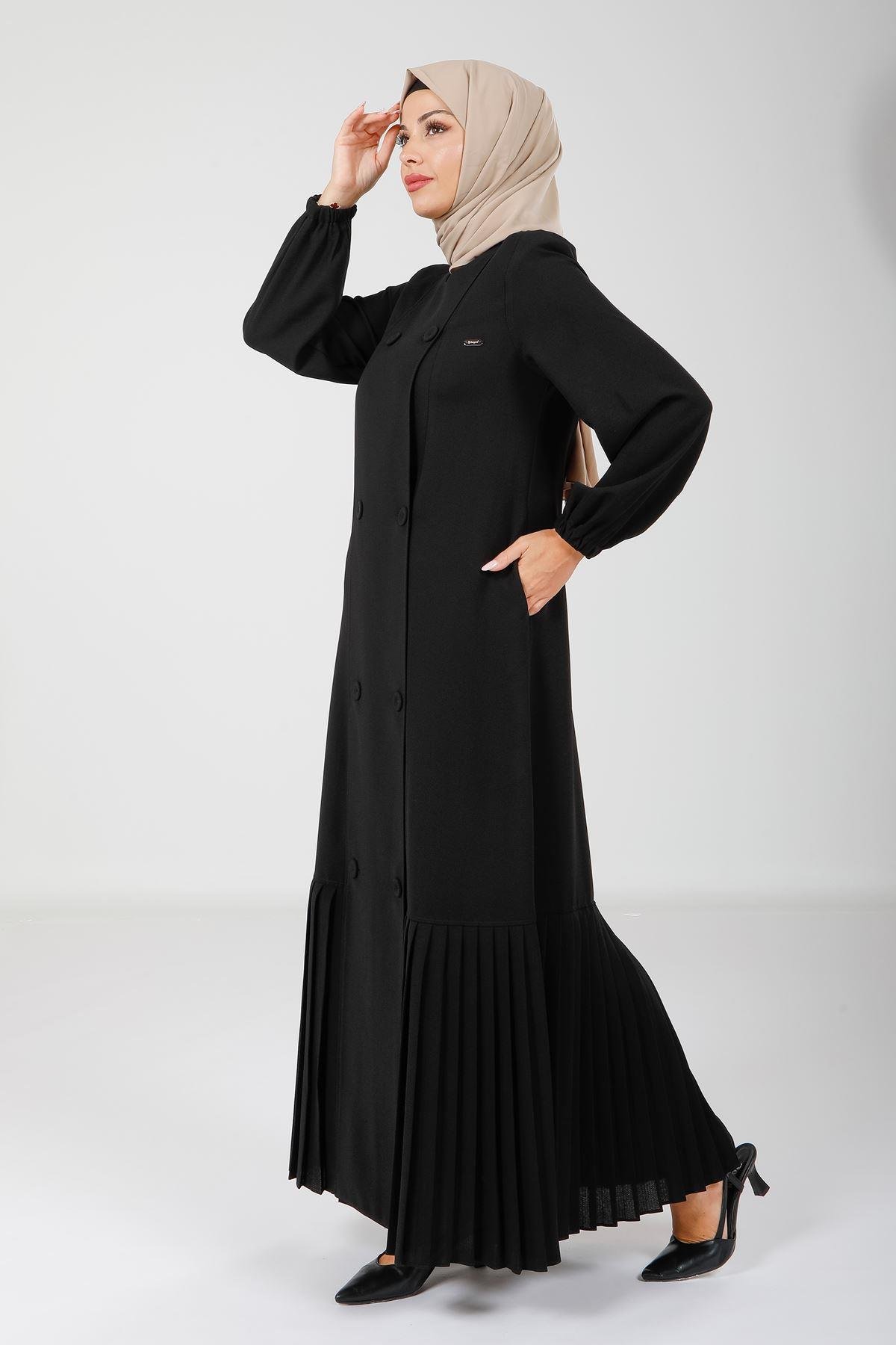 Beyza-3894 FERACE PLİSELİ SİYAH