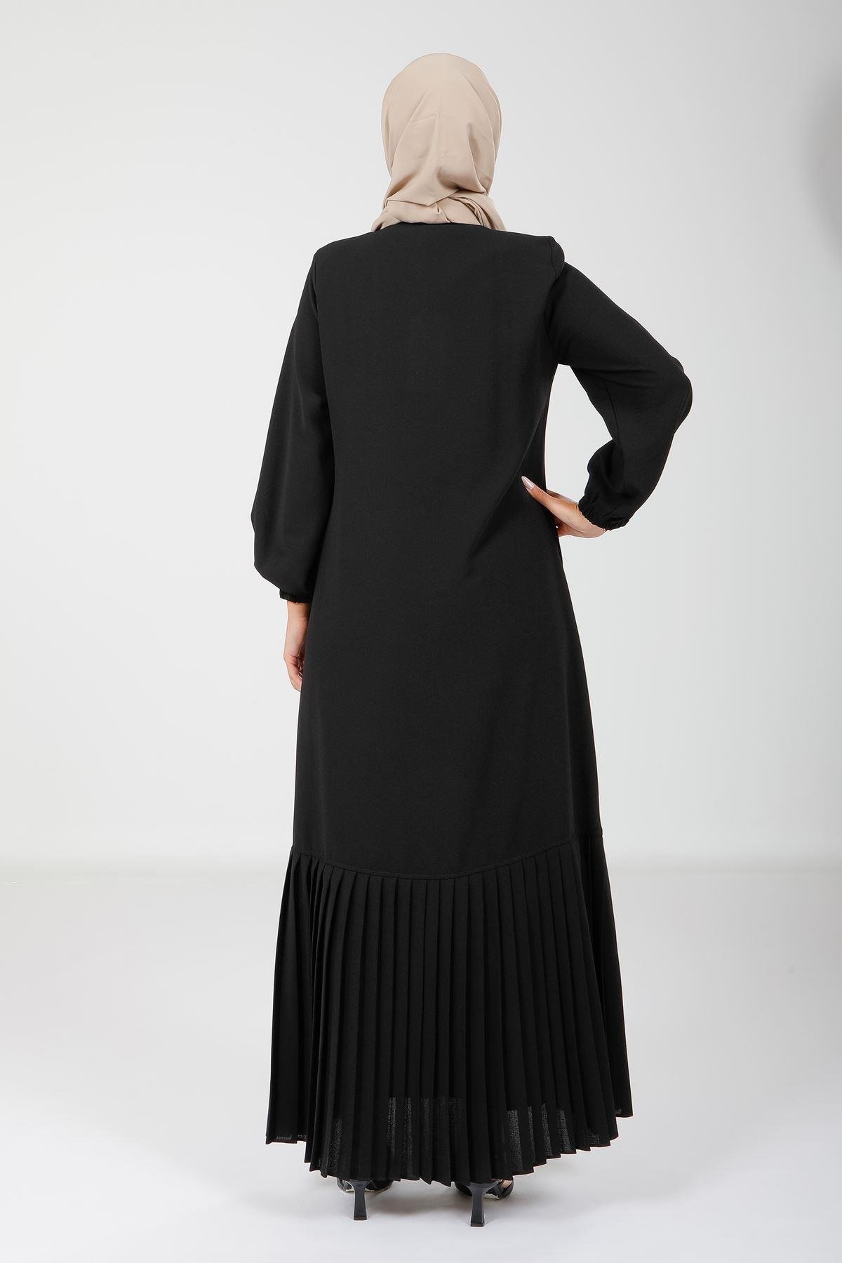 Beyza-3894 FERACE PLİSELİ SİYAH