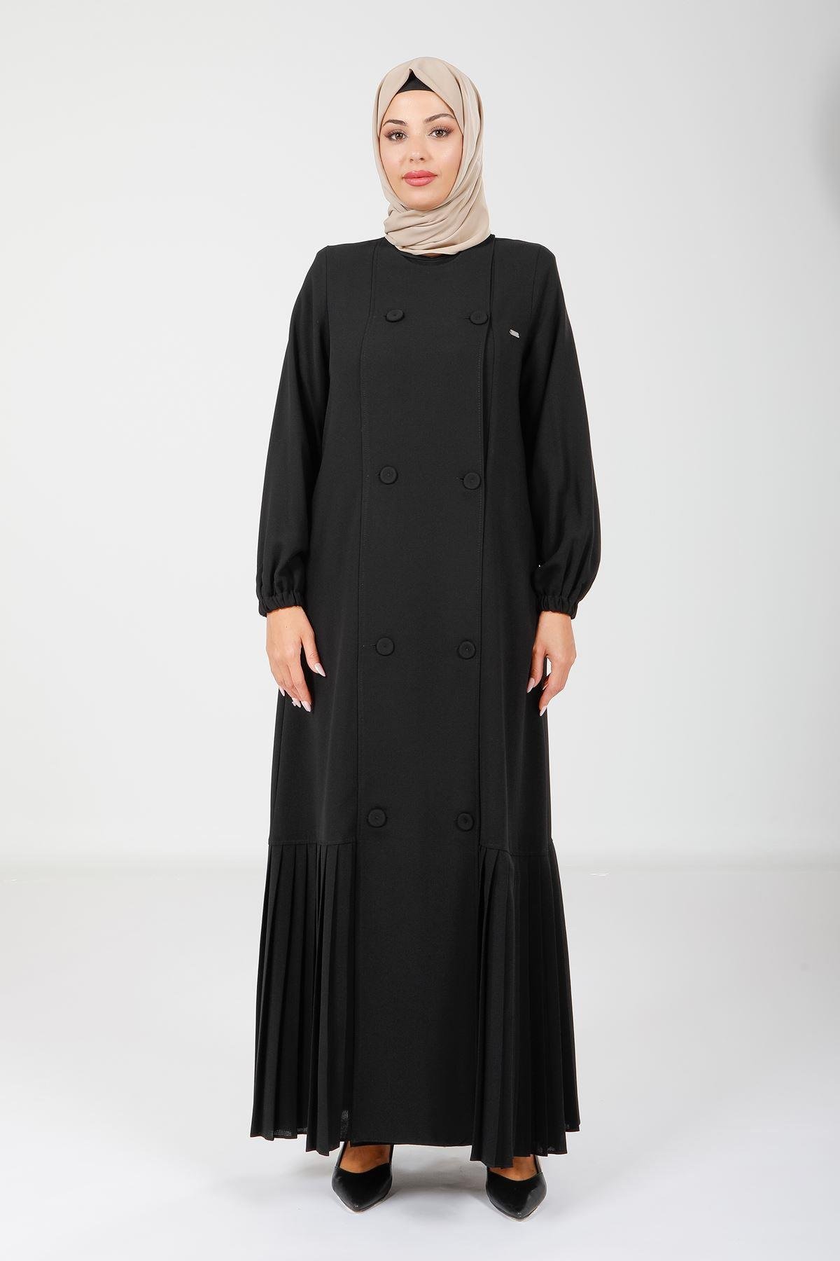 Beyza-3894 FERACE PLİSELİ SİYAH