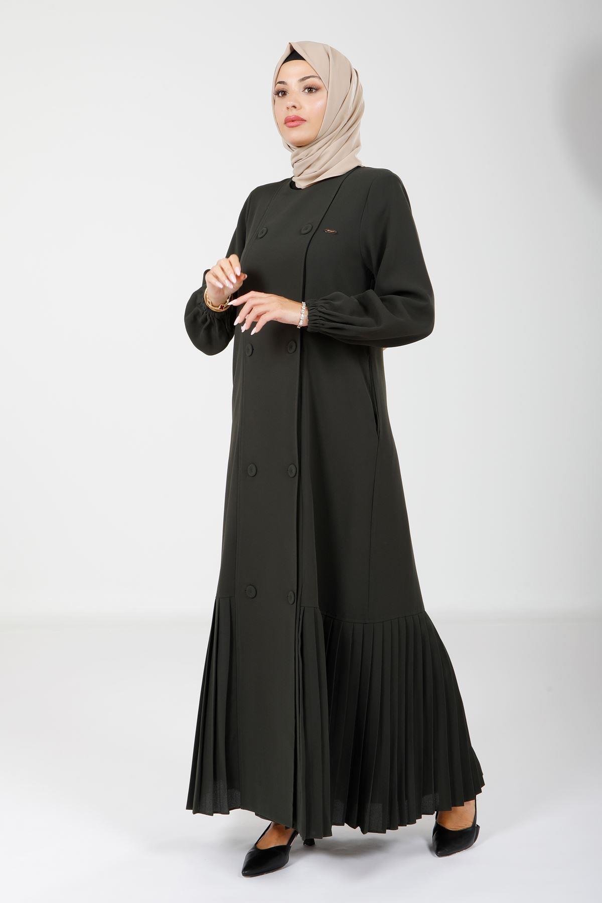 Beyza-3894 FERACE PLİSELİ YEŞİL