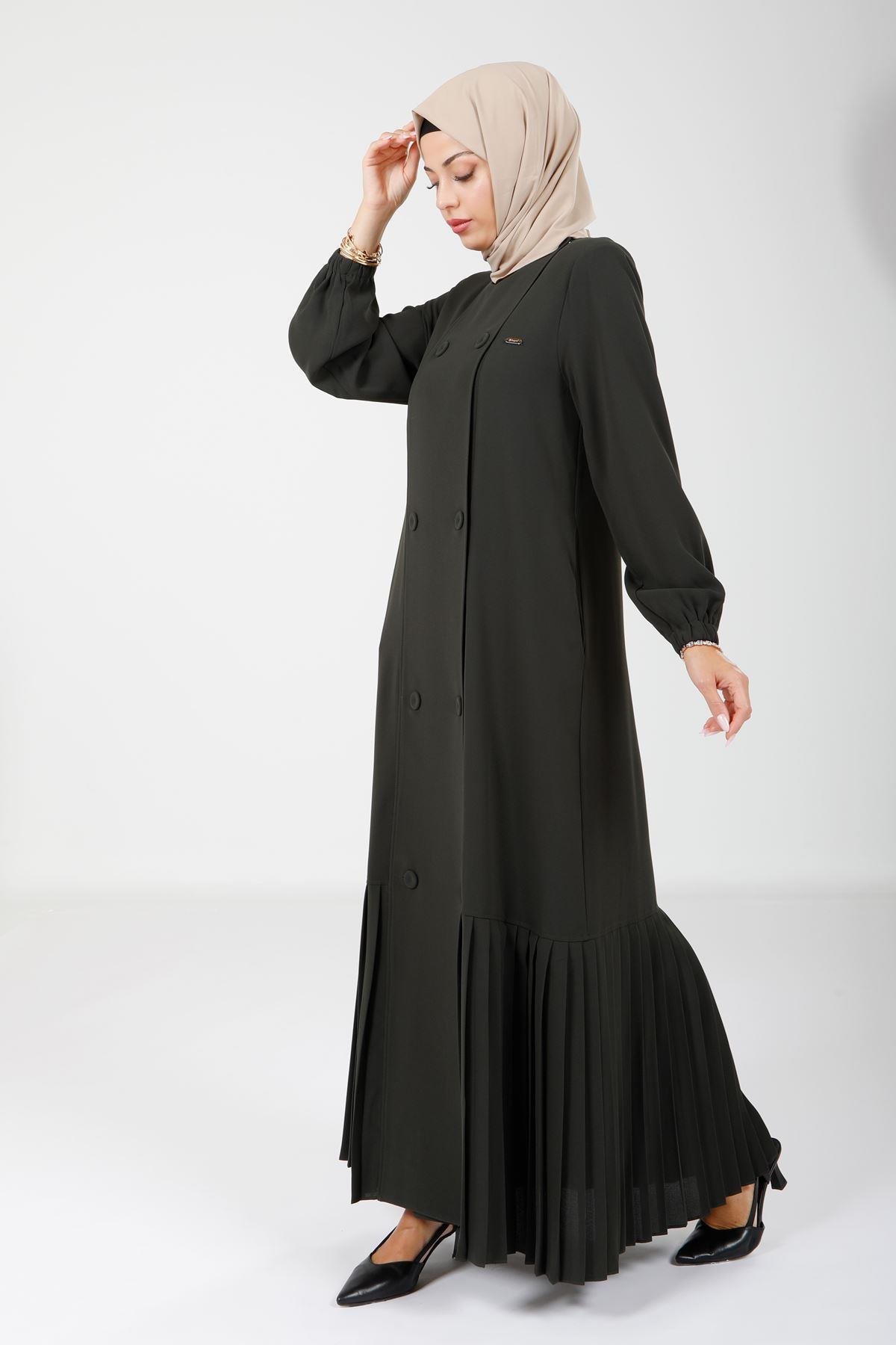 Beyza-3894 FERACE PLİSELİ YEŞİL