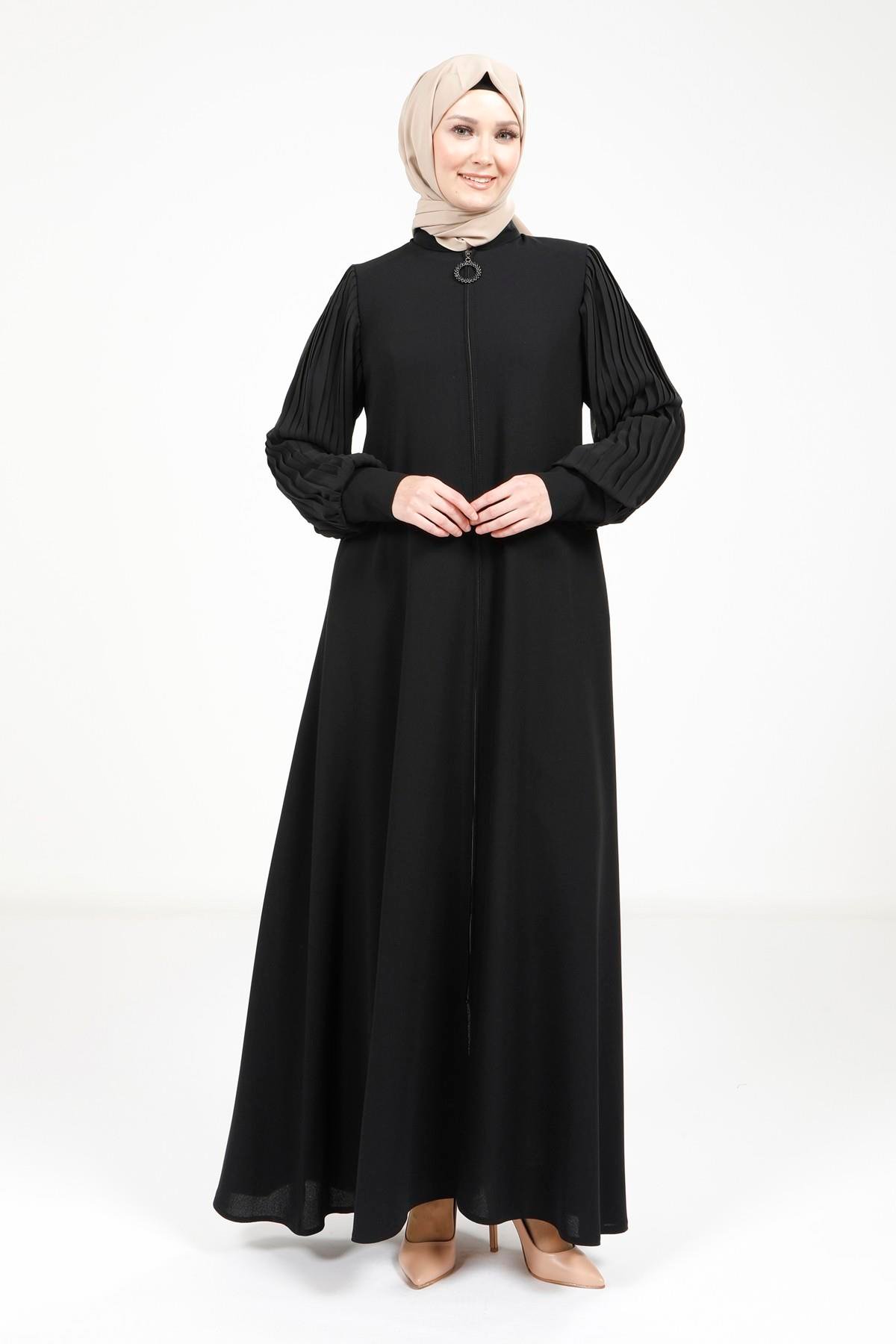 Beyza-ANANAS FERACE SİYAH KUM KREP