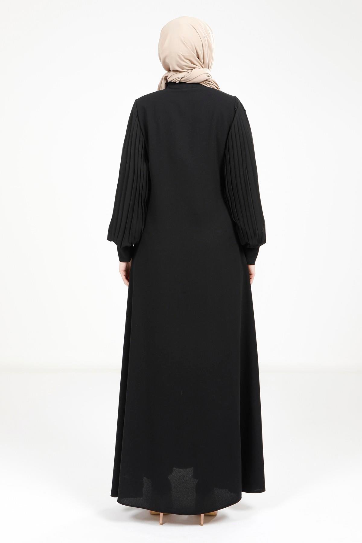 Beyza-ANANAS FERACE SİYAH KUM KREP